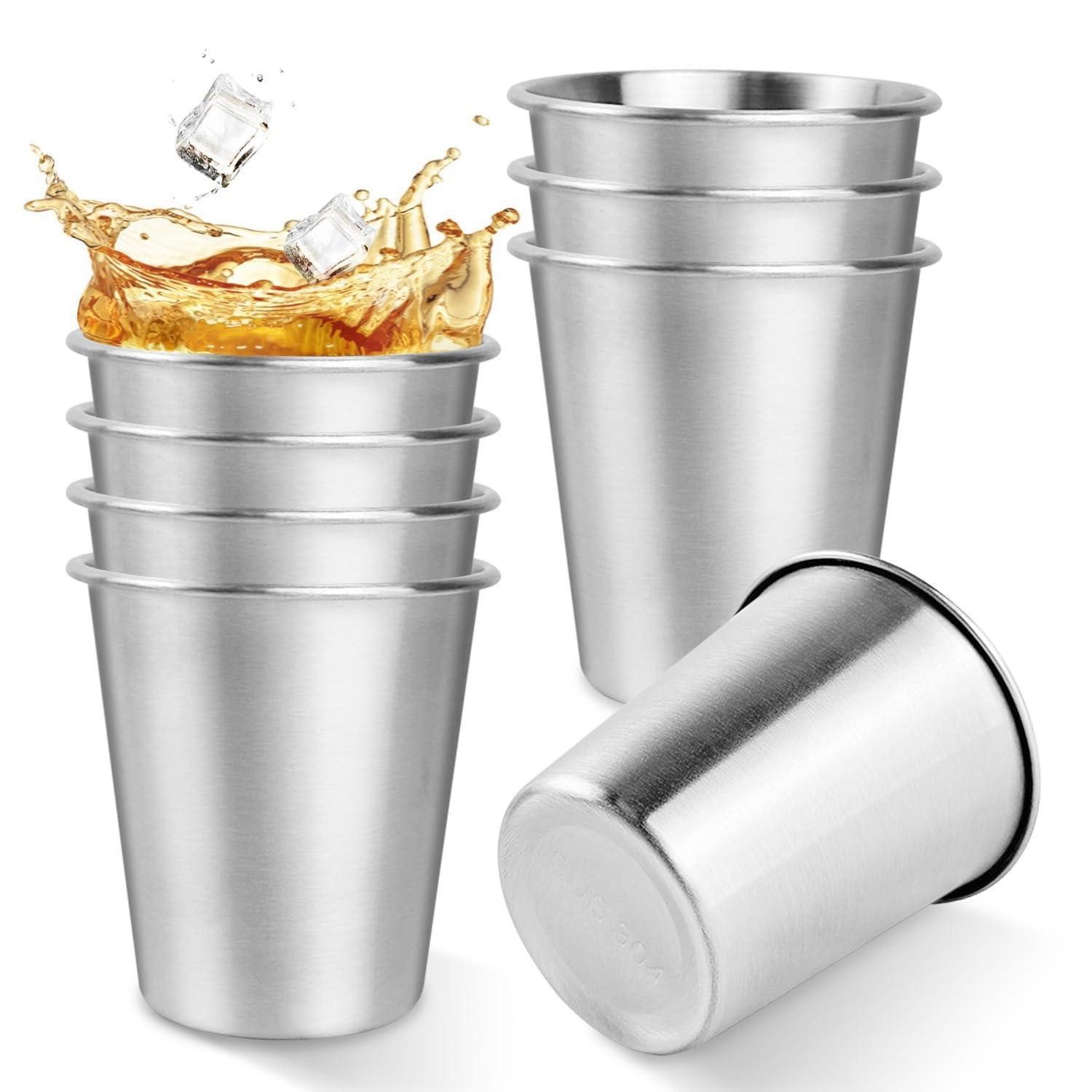 LuxusKollektion Becher Edelstahlbecher 260ml Set 8tlg Camping Metall, Metall