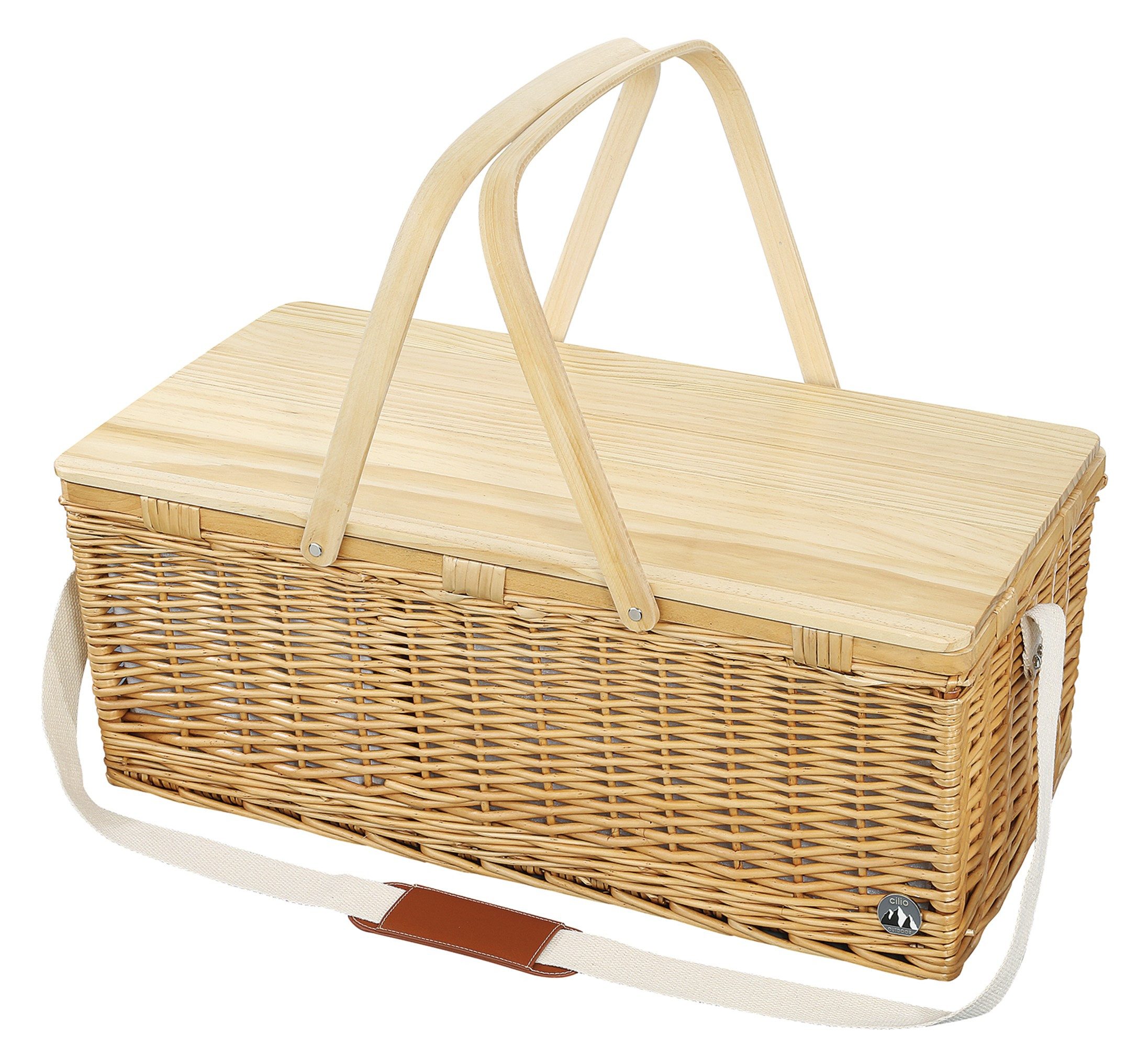Picknickkorb Picknickkorb für 4 Personen Kühlfach Teller Gläser Besteck Cilio