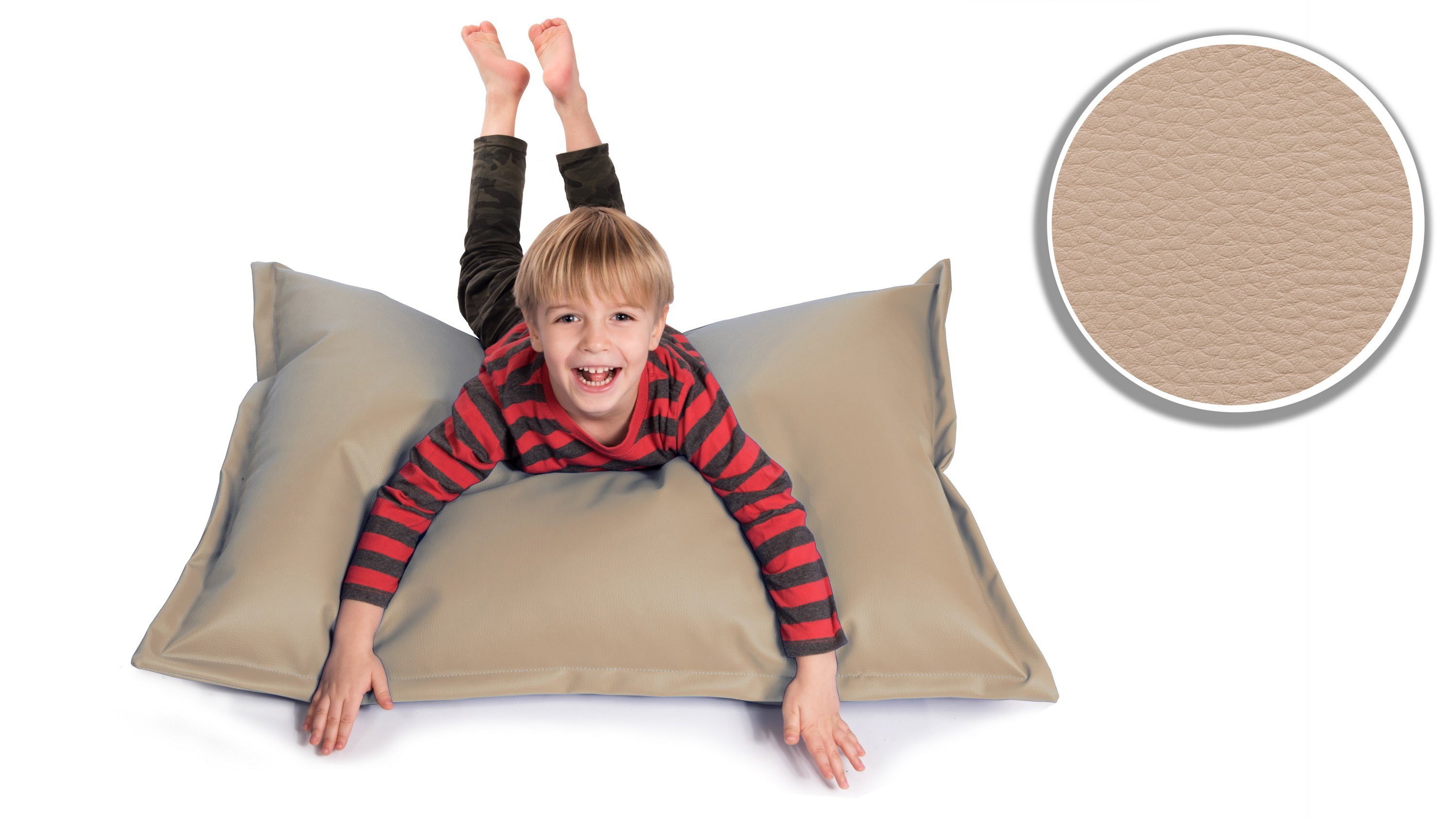 sunnypillow Sitzsack aus Kunstleder Outdoor & Indoor für Kinder & Erwachsene, 100 x 70 cm mit 60L Styropor Füllung