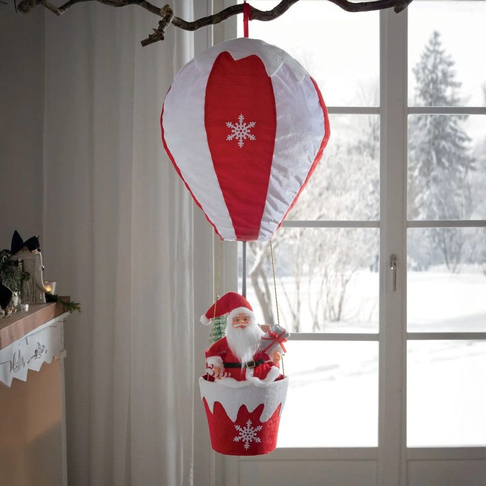 Home-trends24.de Dekofigur Weihnachtsmann Heißluftballon Santa Weihnachten Figur Deko Ø 40