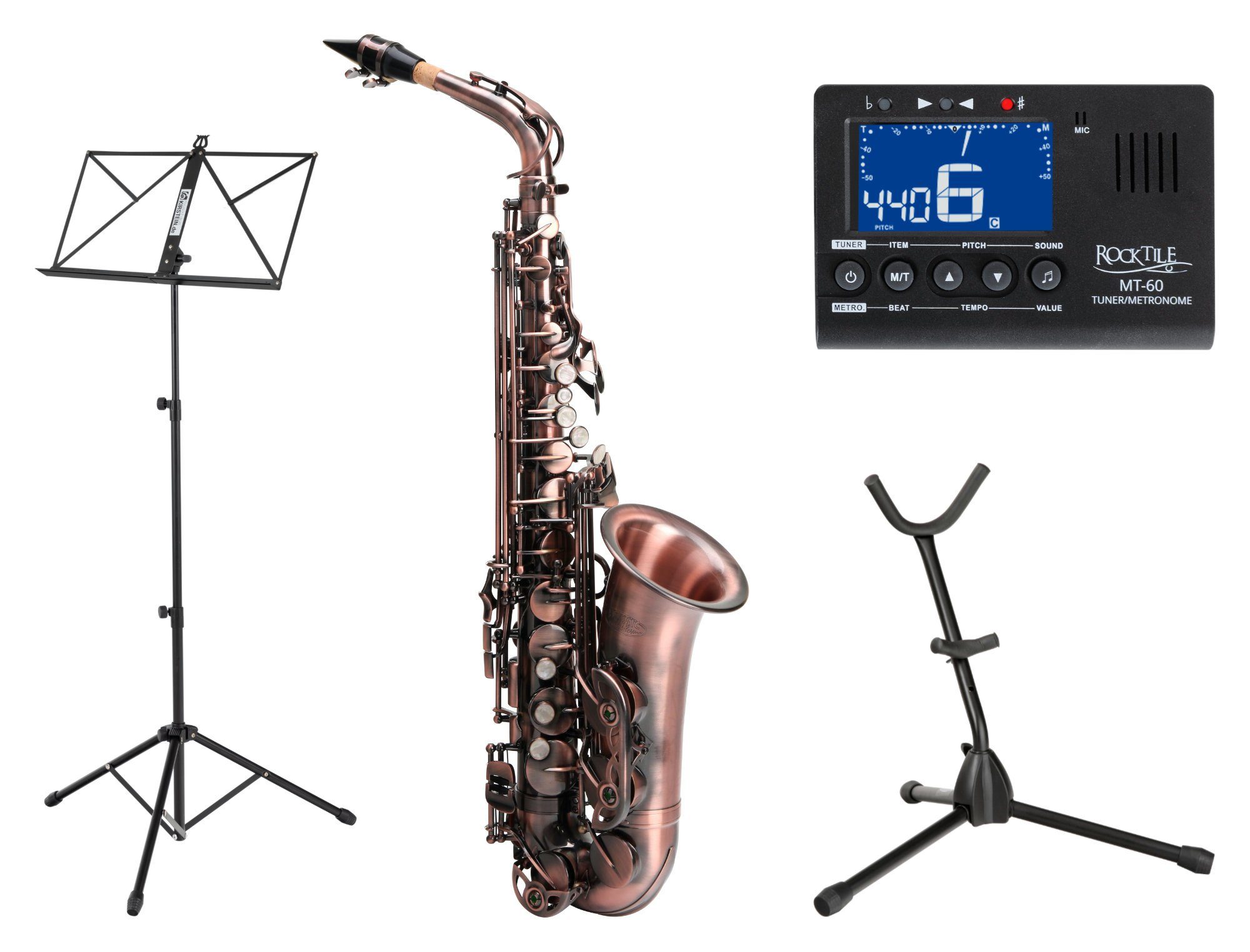 Classic Cantabile Saxophon Alt Saxophon, Alto Sax Spar-Set, 9-St., Set mit Koffer und Zubehör, Altsaxophon mit Hoch-Fis-Klappen