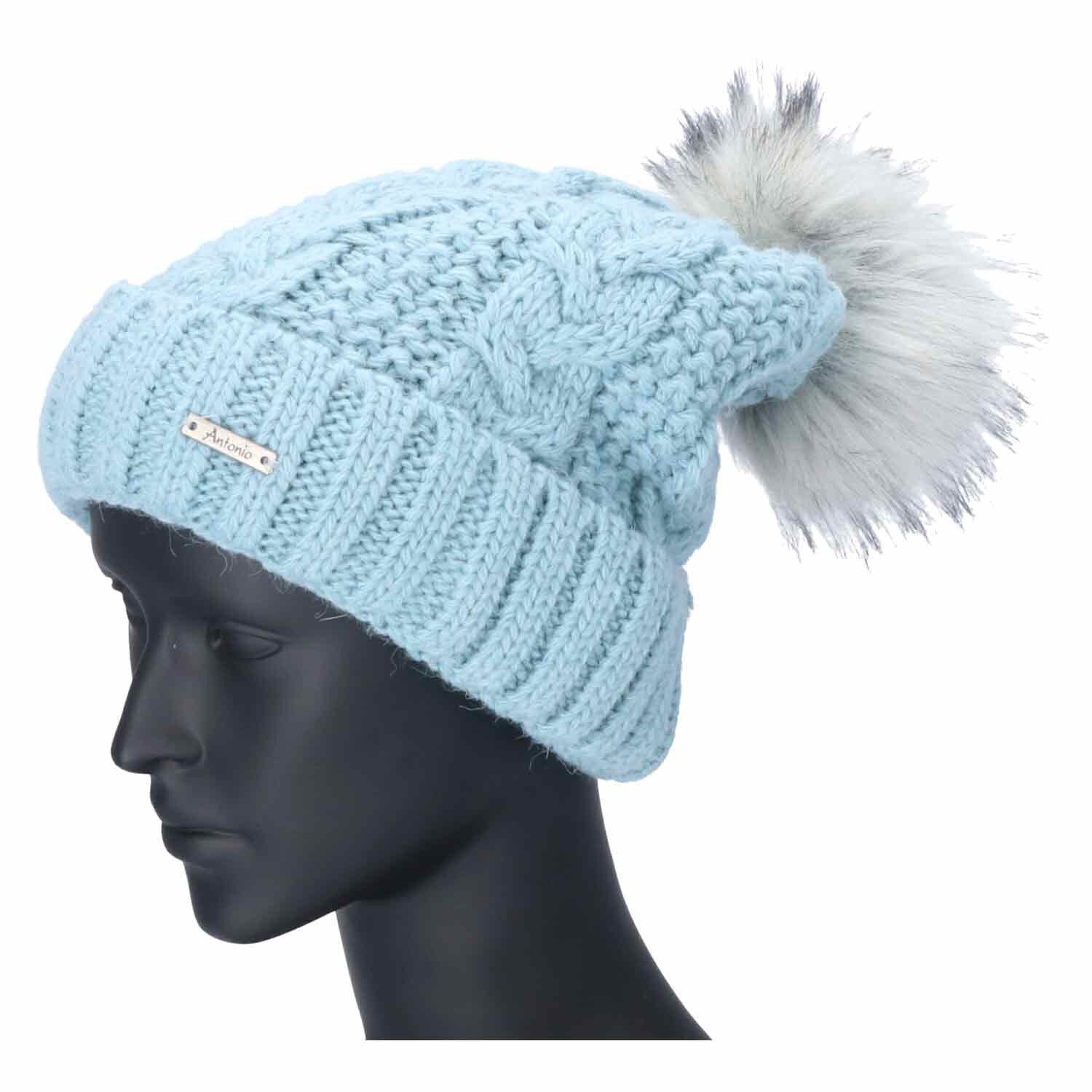 Antonio Strickmütze Antonio Winter Strick Mütze Beanie ice blue (1-St) günstig online kaufen