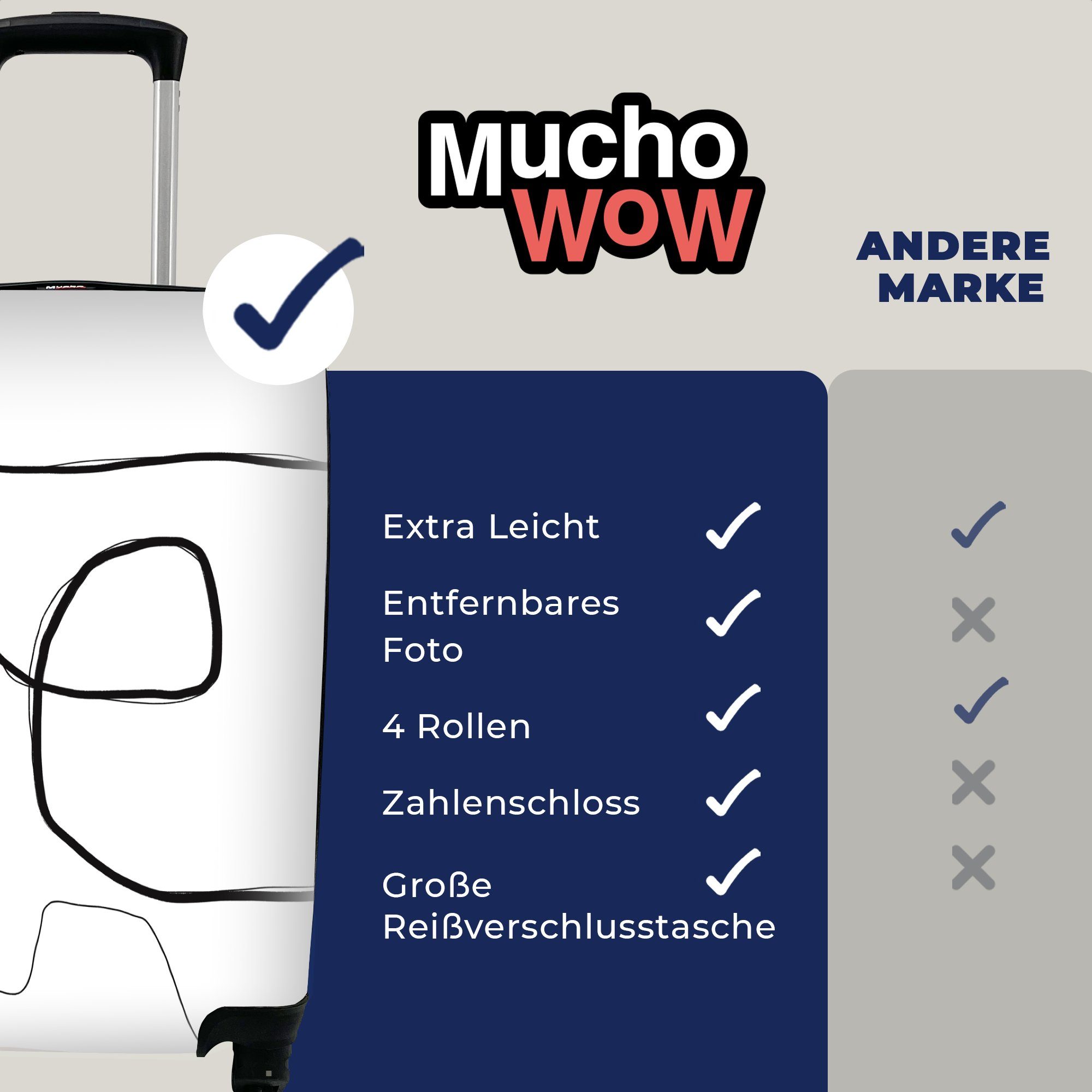 Ferien, - MuchoWow Rollen, Reisetasche für Trolley, mit rollen, Handgepäckkoffer 4 Reisekoffer - Handgepäck Pastell Minimalismus, Abstrakt