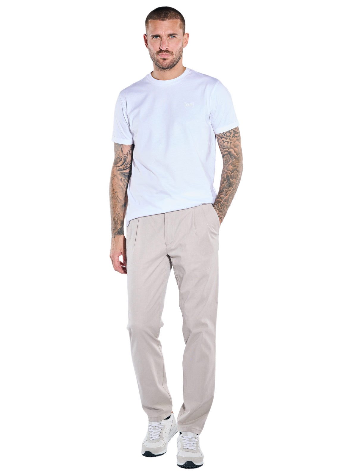 emilio adani Stoffhose Herren Modische Chino mit Bundfalten, Beige