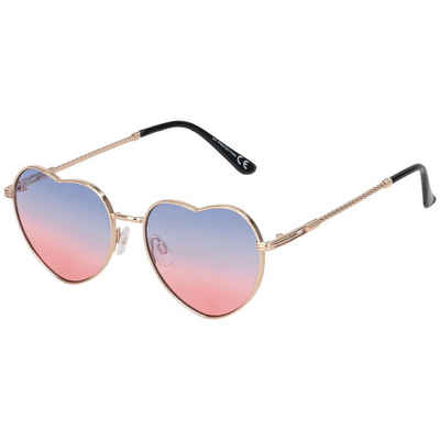 BEZLIT Eyewear Sonnenbrille Herz Form Designer Damen Sonnenbrille (1-St) mit lila-braun, blau-rot, grün-rosa, braun-blau und blau-rosa Linsen