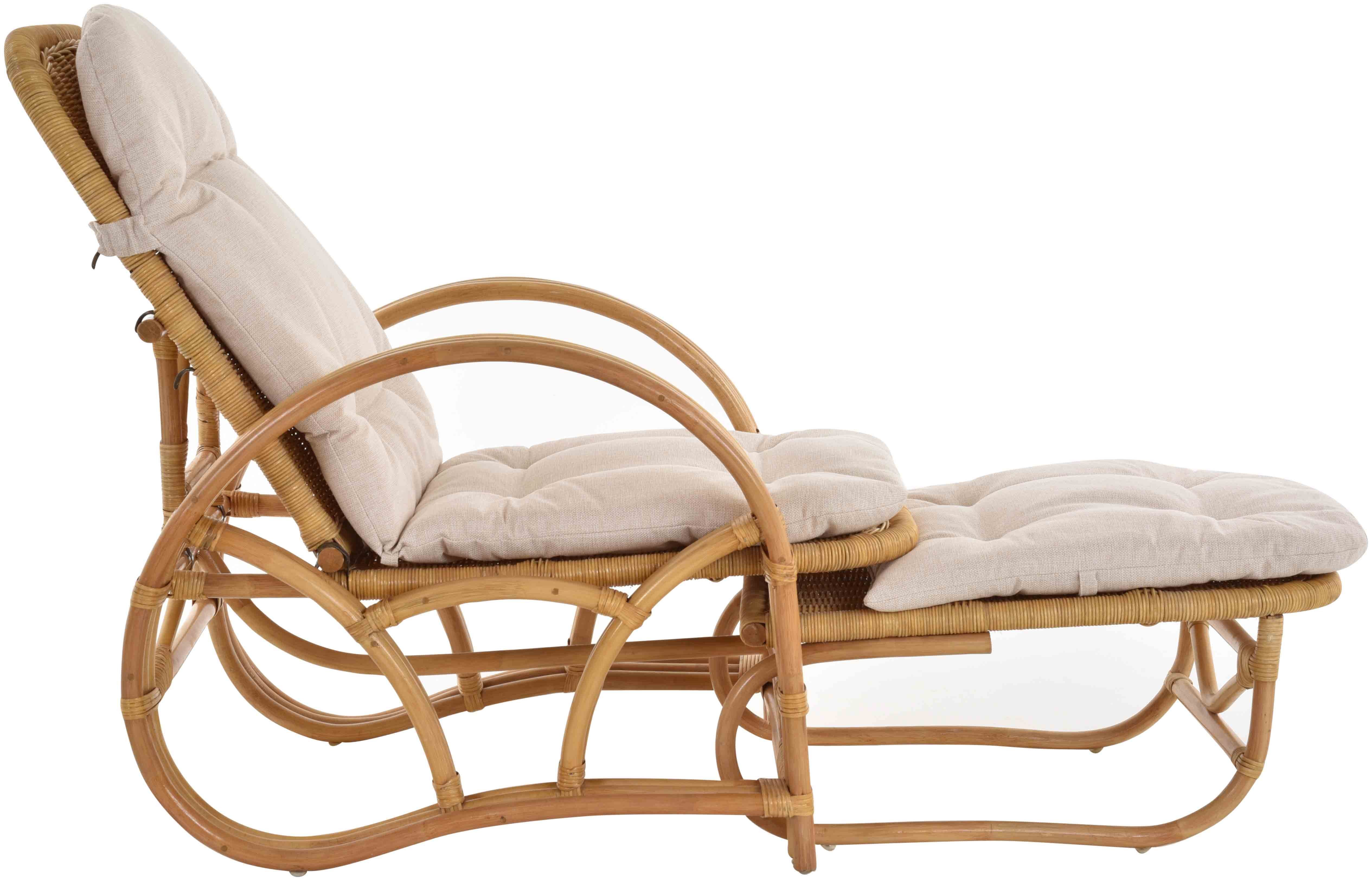 Krines Home Loungesessel Rattanliege Liegesessel klappbar mit Hocker Relax Liegestuhl Liege, mit Relaxfunktion