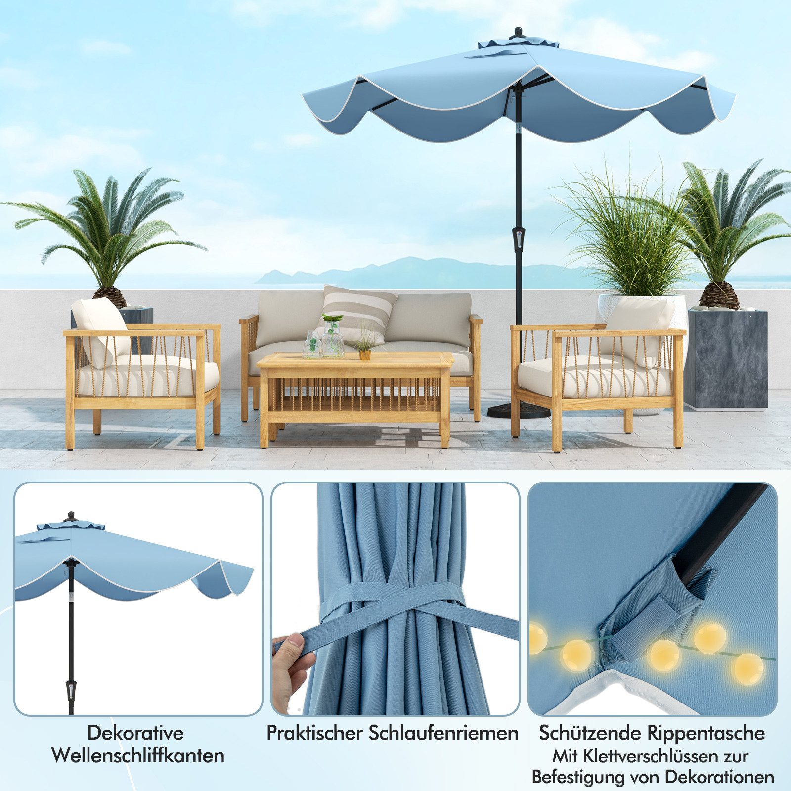 COSTWAY Sonnenschirm, LxB: 270x270 cm, Gartenschirm günstig online kaufen