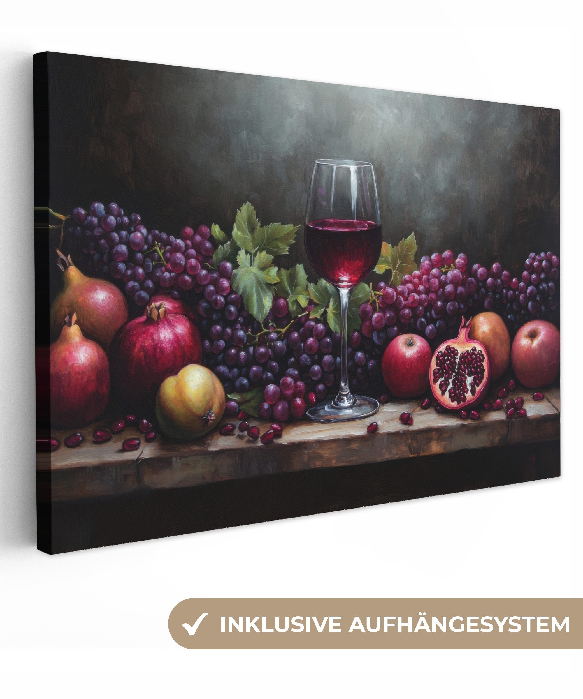 OneMillionCanvasses® Leinwandbild Wein - Obst - Stilleben, Fotodruck (1 St) günstig online kaufen
