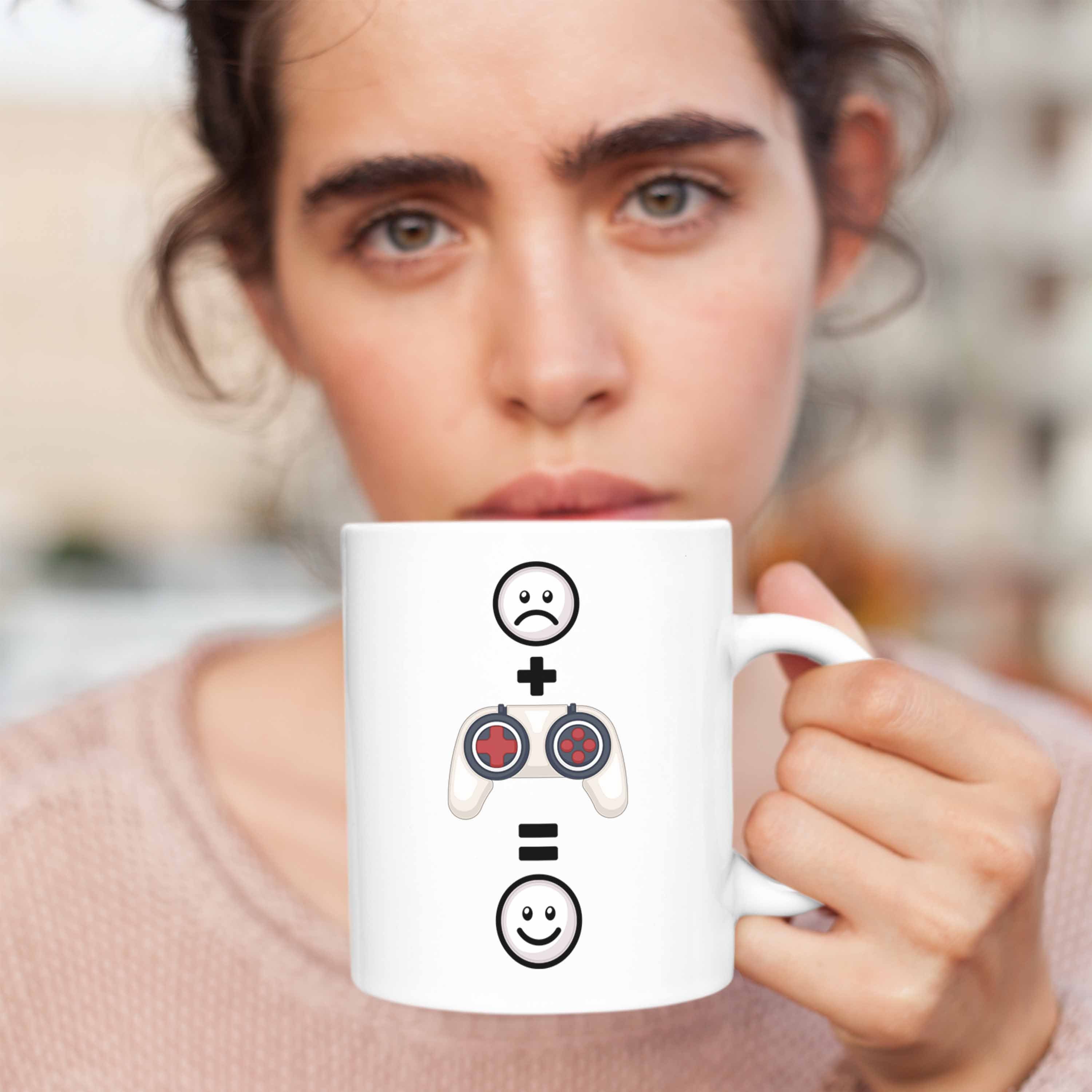 Lustige Geschenk für Gamer Trendation :(Kontro Geschenkidee Weiss Gamer Tasse Zocker Tasse