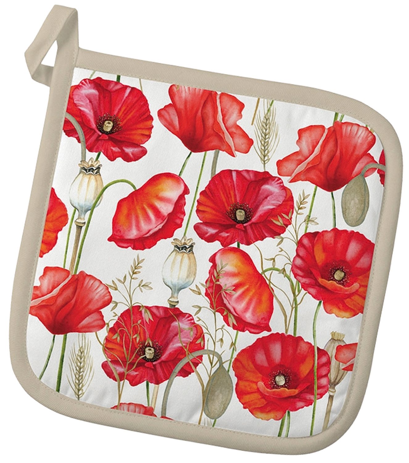 Ambiente® Topflappen Poppy all over, (1-tlg., 1-teilig), hitzebeständig wattiert Pfannen Untersetzer ca.20x20cm