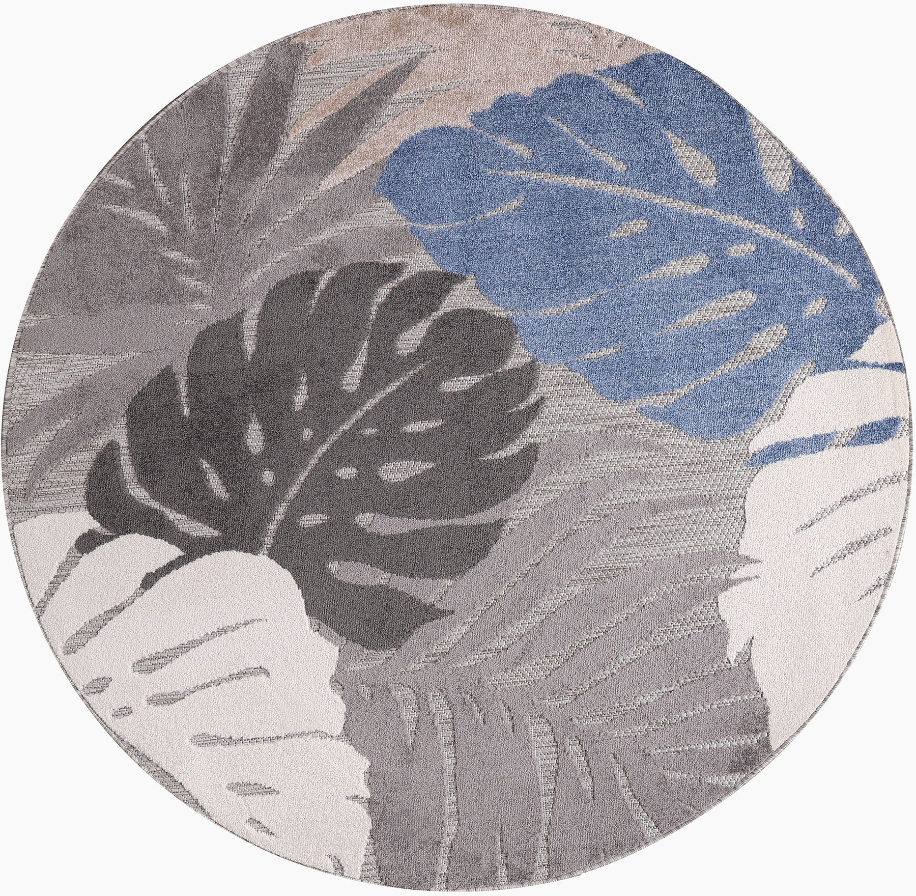 Teppich Floral, Sanat, rund, Höhe: 6 mm, In- und Outdoor geeignet, florales Design, Balkon, Terasse beige