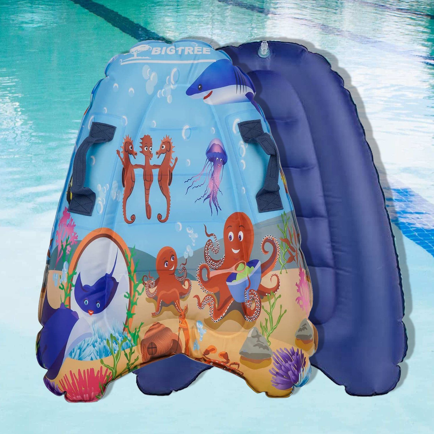 KAHOO Inflatable 52x14x70cm, Bodyboard, Meeresfauna SUP-Board Schwimmhilfe Aufblasbares