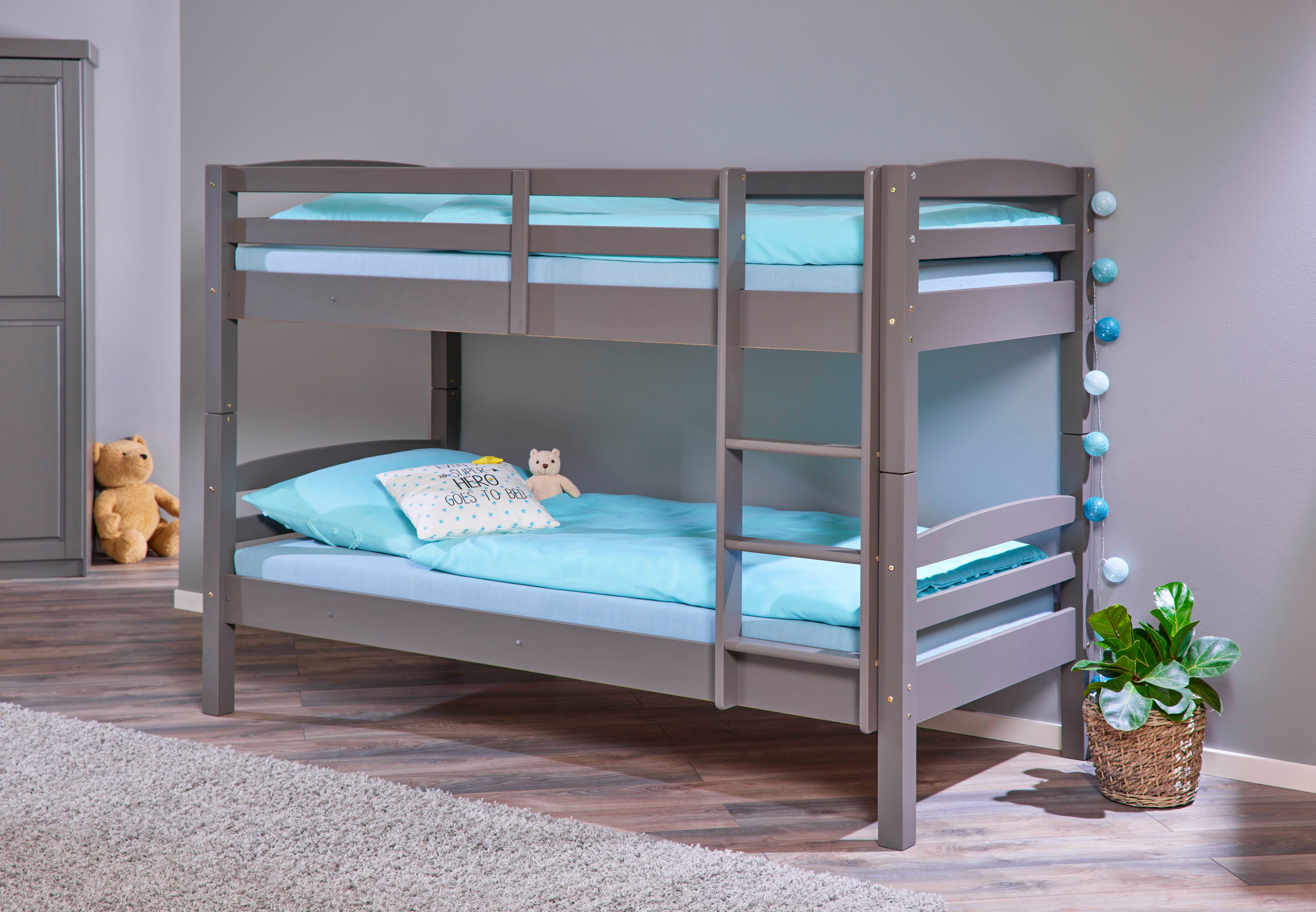 Inter Link Etagenbett Annika, teilbar in 2 Kinderbetten 90x200, extra stabile Pfosten, Massivholz