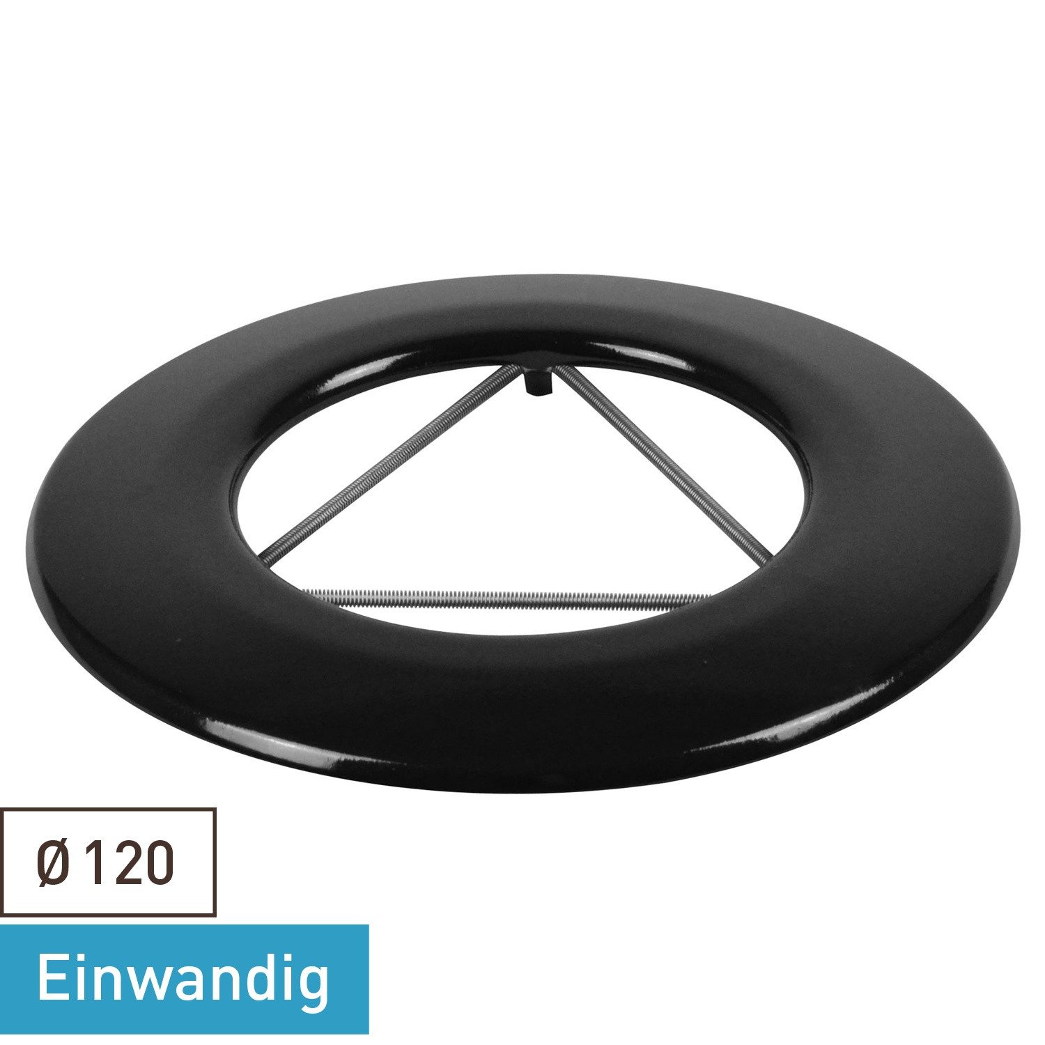 Raik Ofenrohr Raik Rauchrohr Ofenrohr Emaille 120mm - Wandrosette mit Feder Schwarz, Rosette