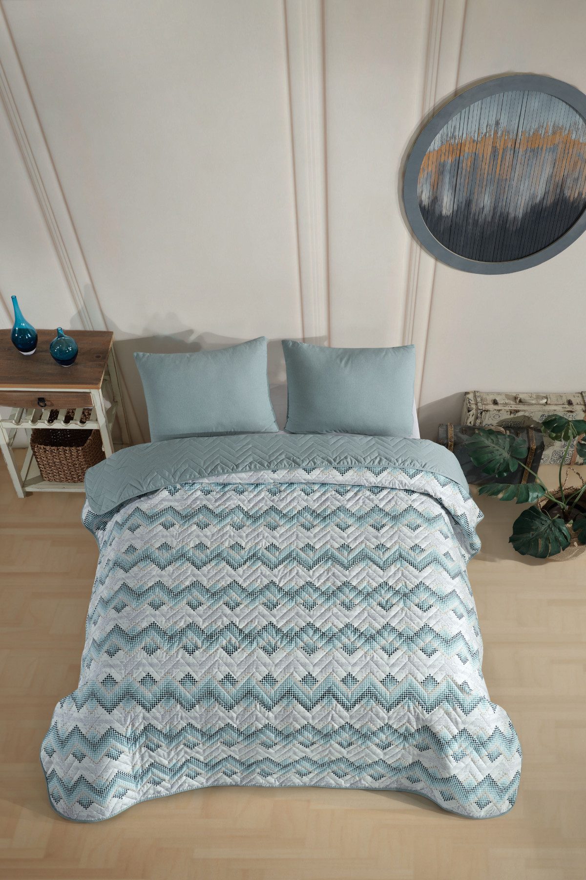 Formeya Tagesdecke Wendbare Piqué-Tagesdecke 160x230 cm für Einzelbett