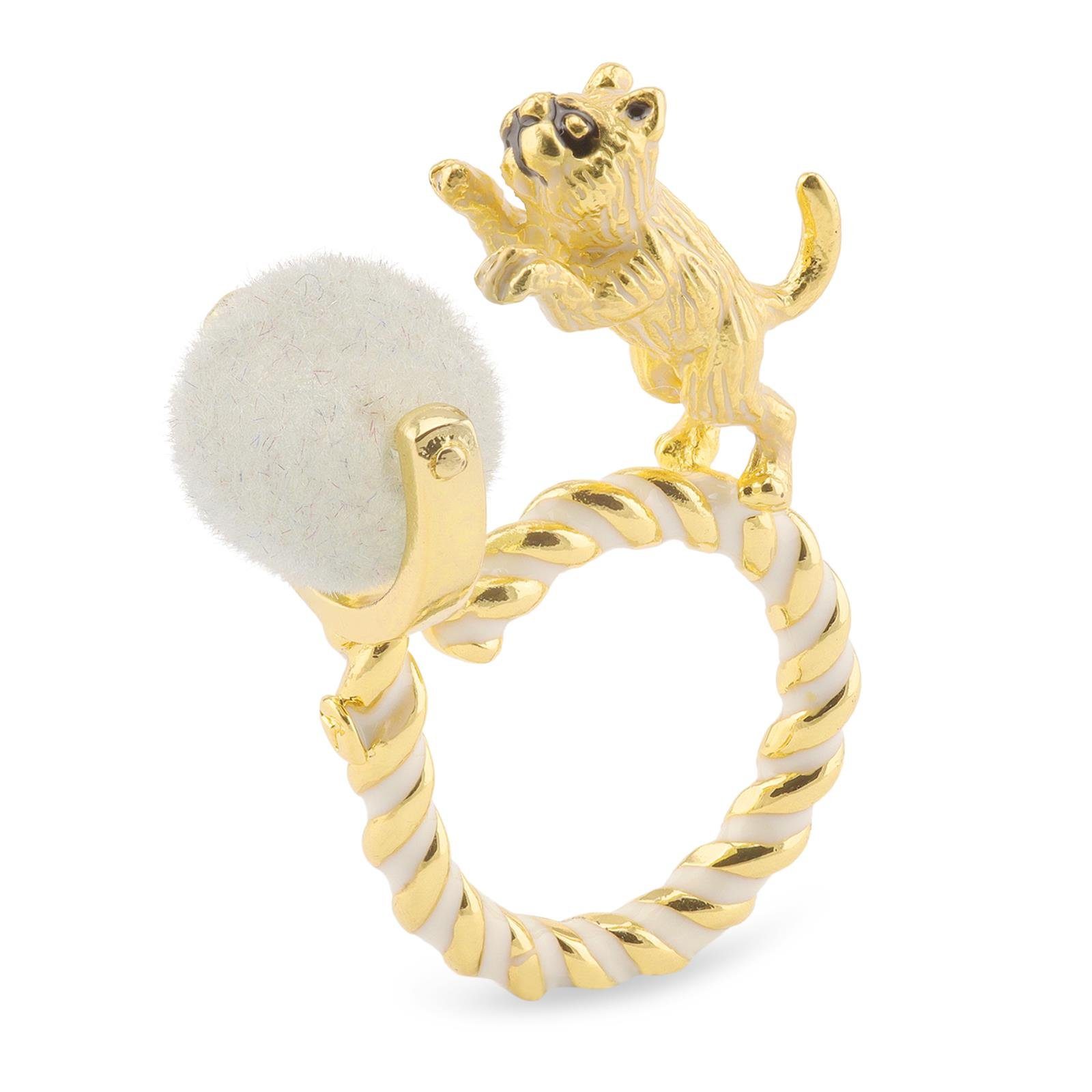 Damen Schmuck Monkimau Fingerring Damen Ring Katzen 18k Gold plattiert (Packung), 18 Karat vergoldet