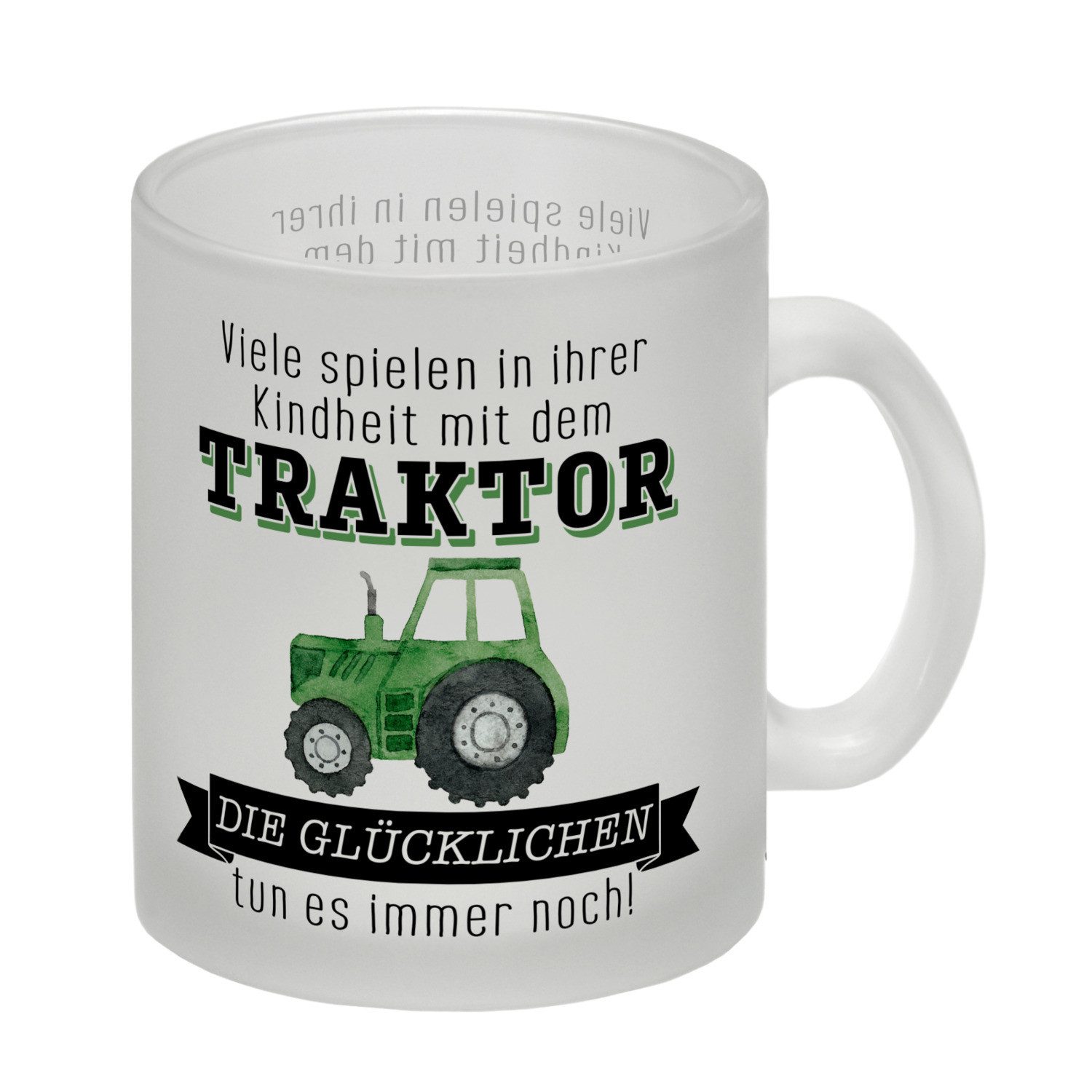 speecheese Tasse Traktor Glas Tasse mit Spruch Kindheitsträume Für immer fahren
