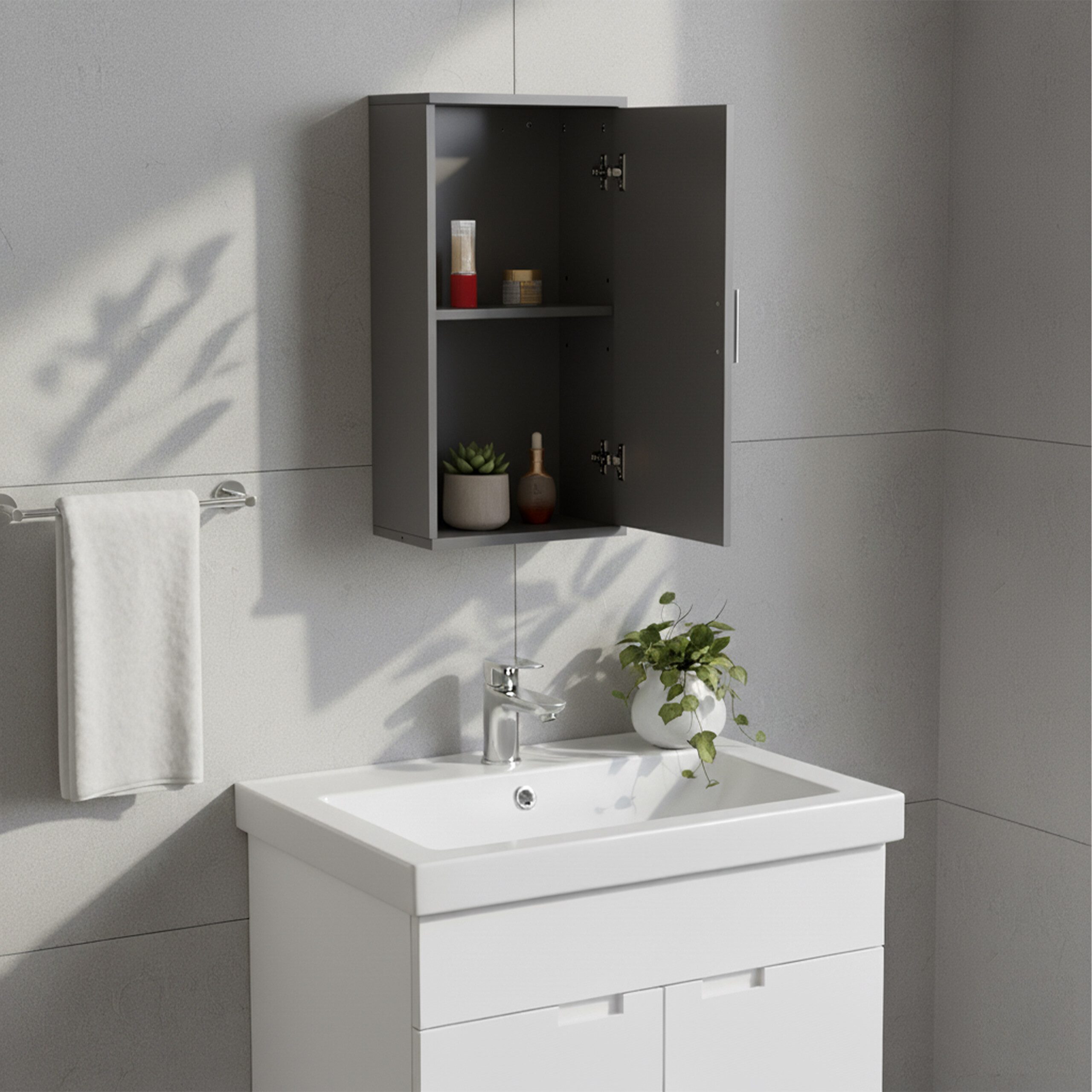 relaxdays Hängeschrank Bad grau