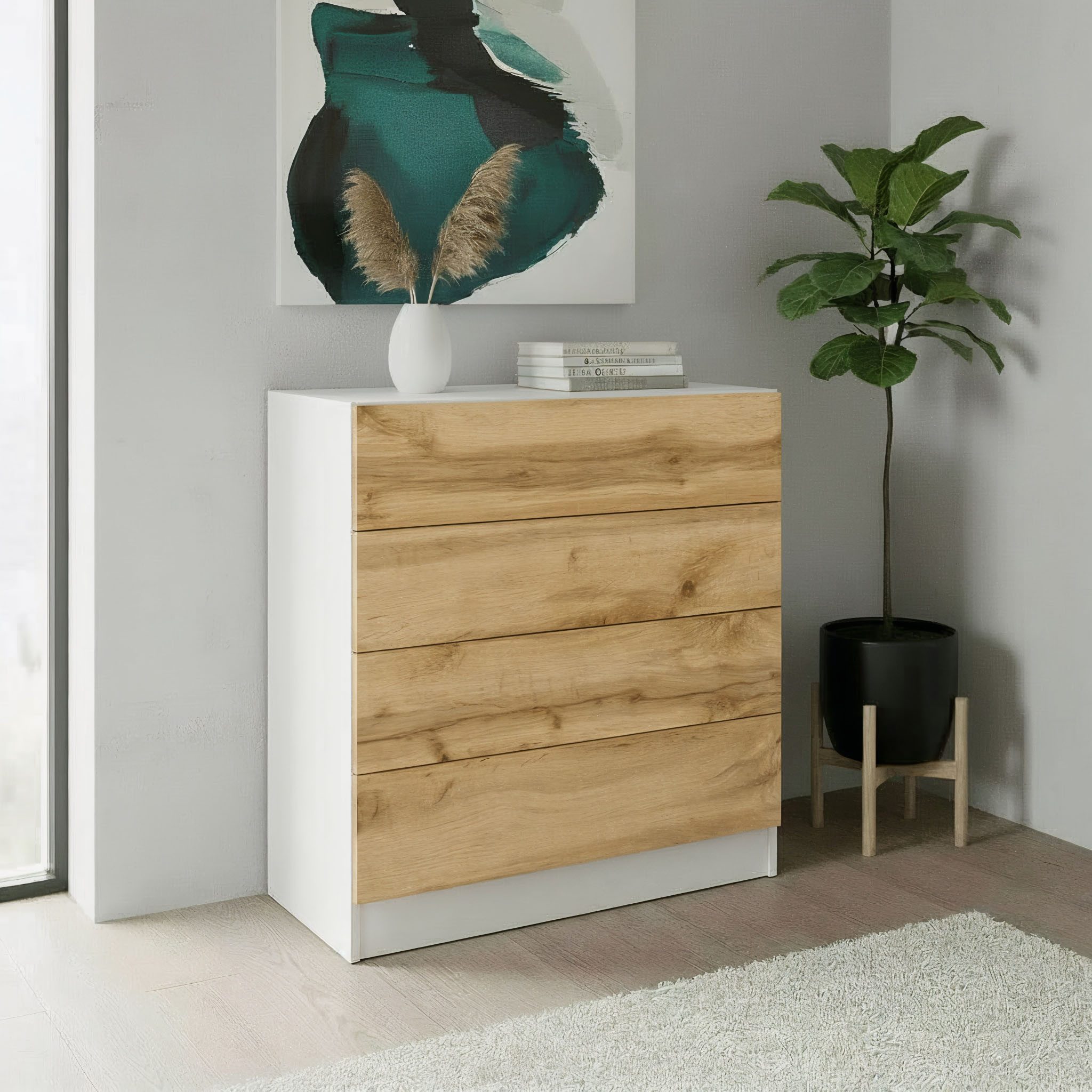 borchardt Möbel Kommode Vaasa, Breite 76cm, Höhe 79cm, grifflos, Breite 76 cm