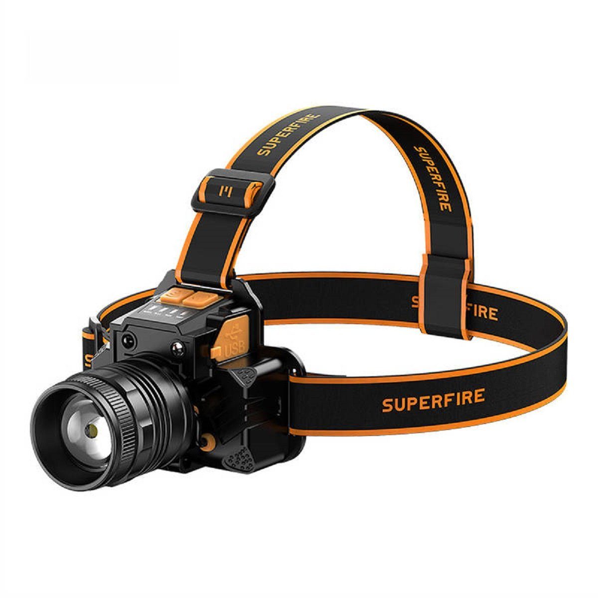 Superfire Stirnlampe Headlight Stirnlampe, 350lm, 2500mAh, USB, 3 Betriebsmodi