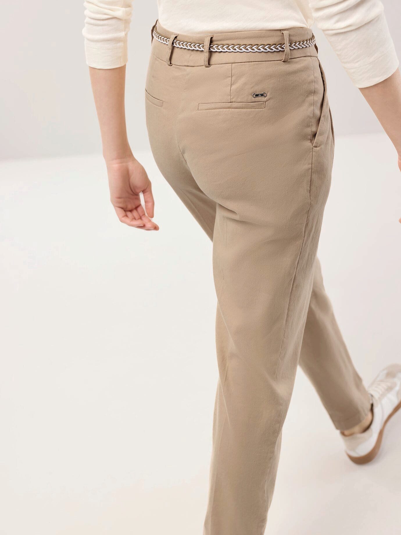 Walbusch Bundfaltenhose Damen Bundfaltenhose Leinenmix Regular Fit Pflegeleicht, permanente Bügelfalte, Flex-Bund, Gürtel inkl.