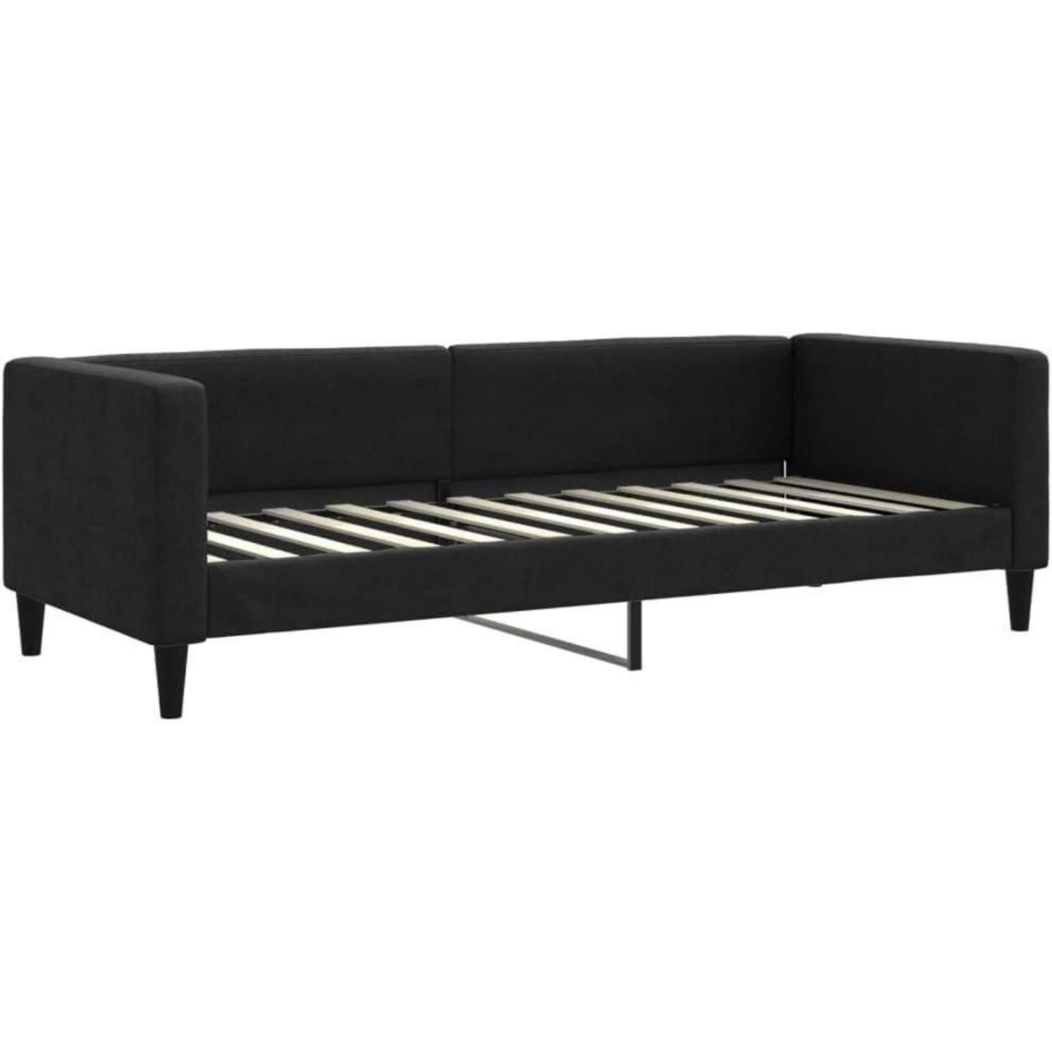 LuxusKollektion Schlafsofa Schlafsofa 80 x 200 mit Bettkasten & Schublade & Matratze Schwarz