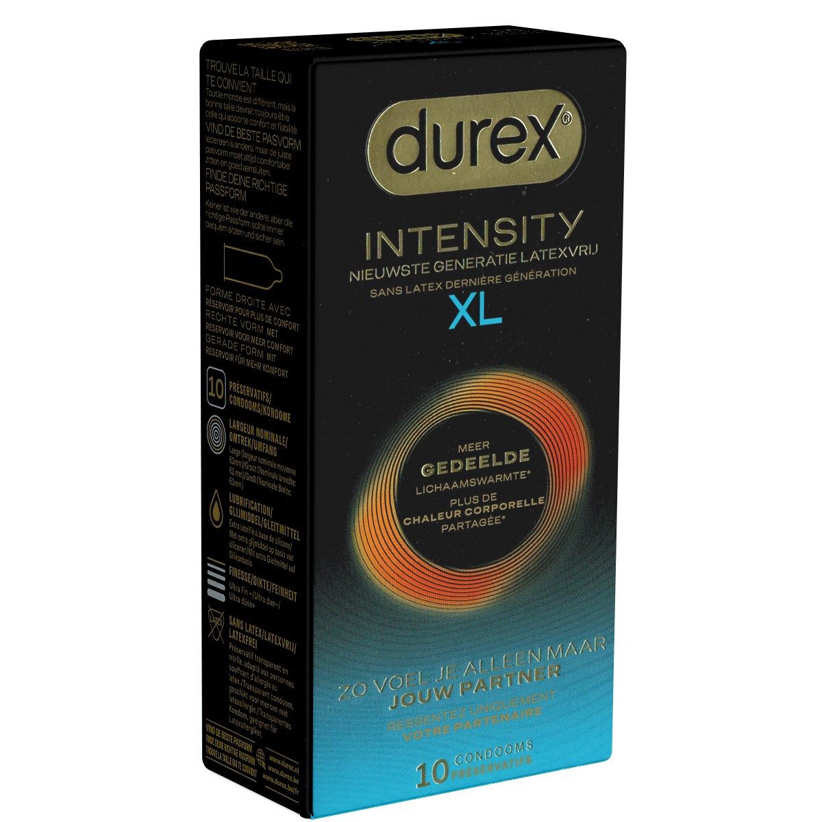 durex XXL-Kondome Intensity XL Packung mit, 10 St., extra große, ultradünne & latexfreie Markenkondome