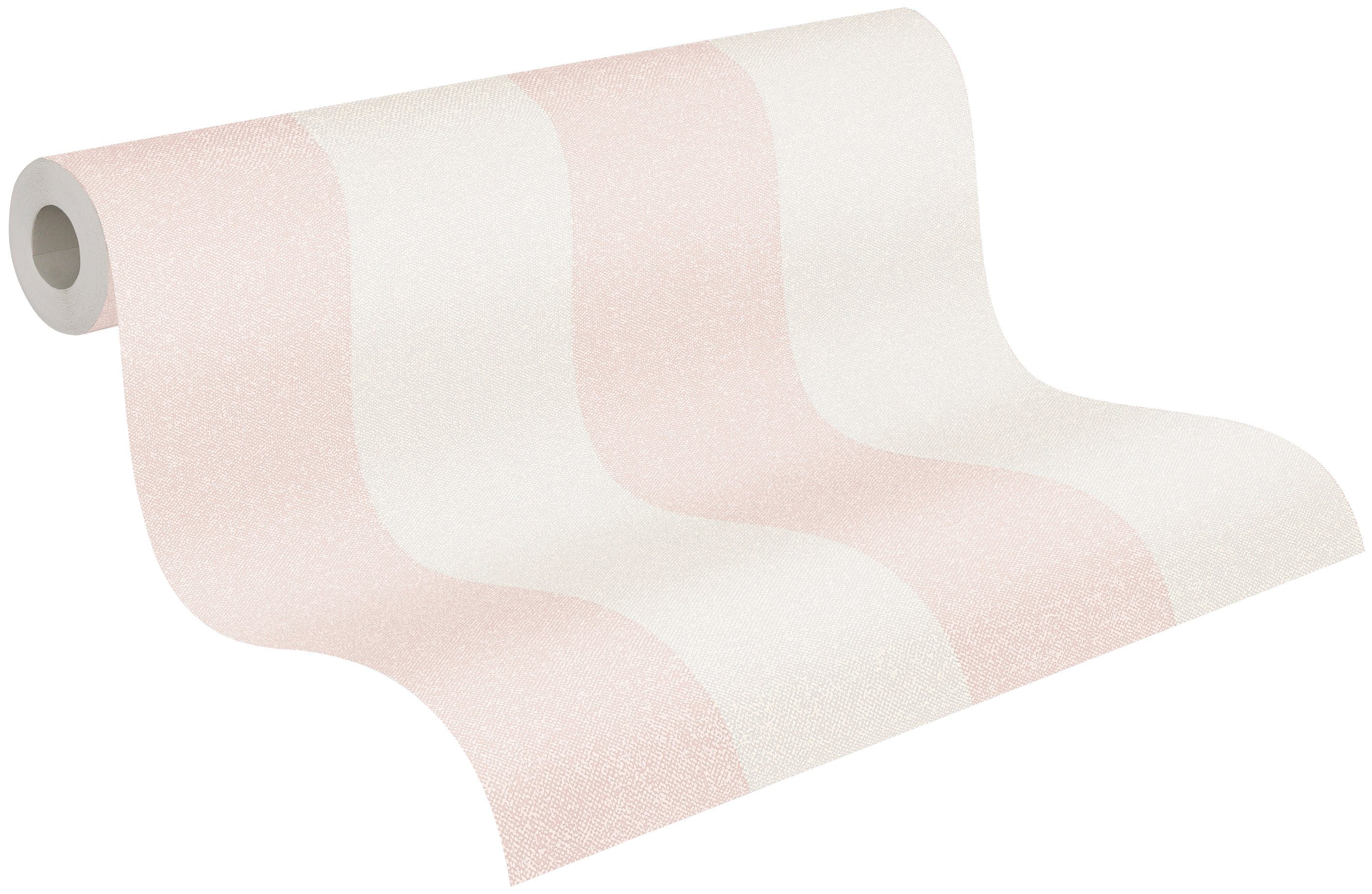 A.S. New Tapete rosa/weiß Streifen Création Vliestapete aufgeschäumt, Streifen, Elegance,