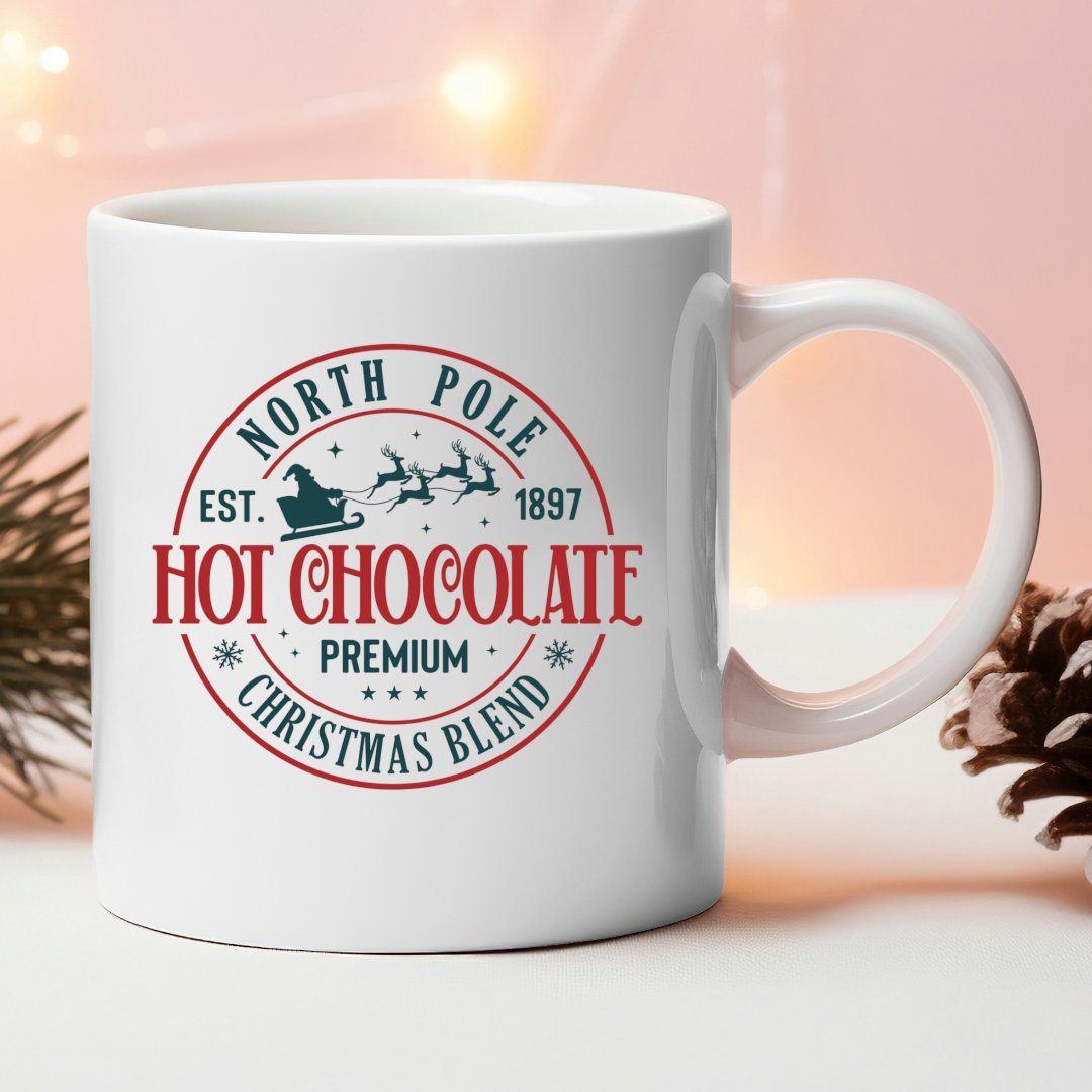 Primawela Tasse Tasse Advent Weihnachten North Pole Kaffeetasse Weihnachtsmotiv Weiß