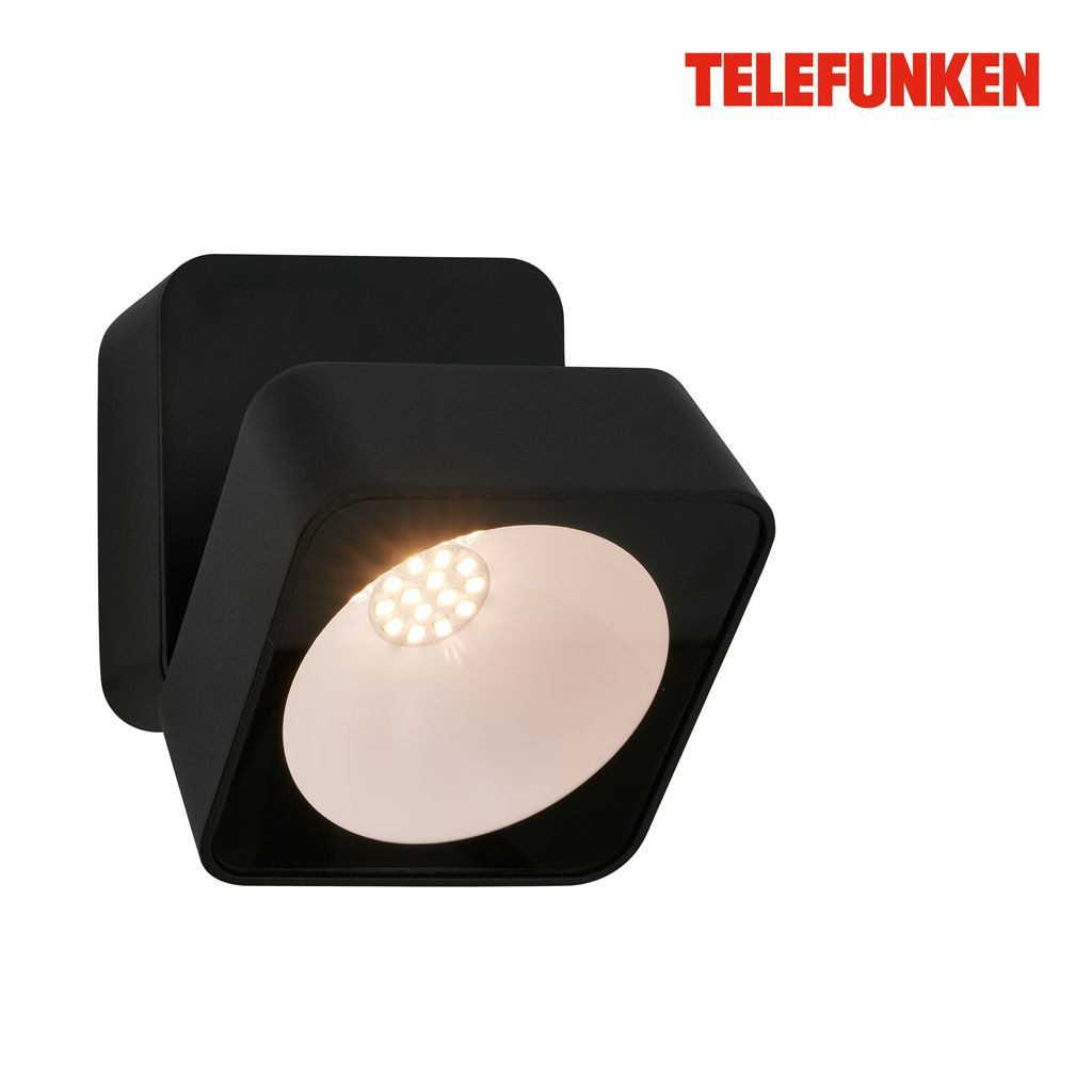 Telefunken Wandleuchte 322005TF, LED fest integriert, 2700K - Extra-Warmweiß, LED Wandleuchte Aussen 8x9x9 cm Schwarz 7W Hauswand Balkon Terrasse