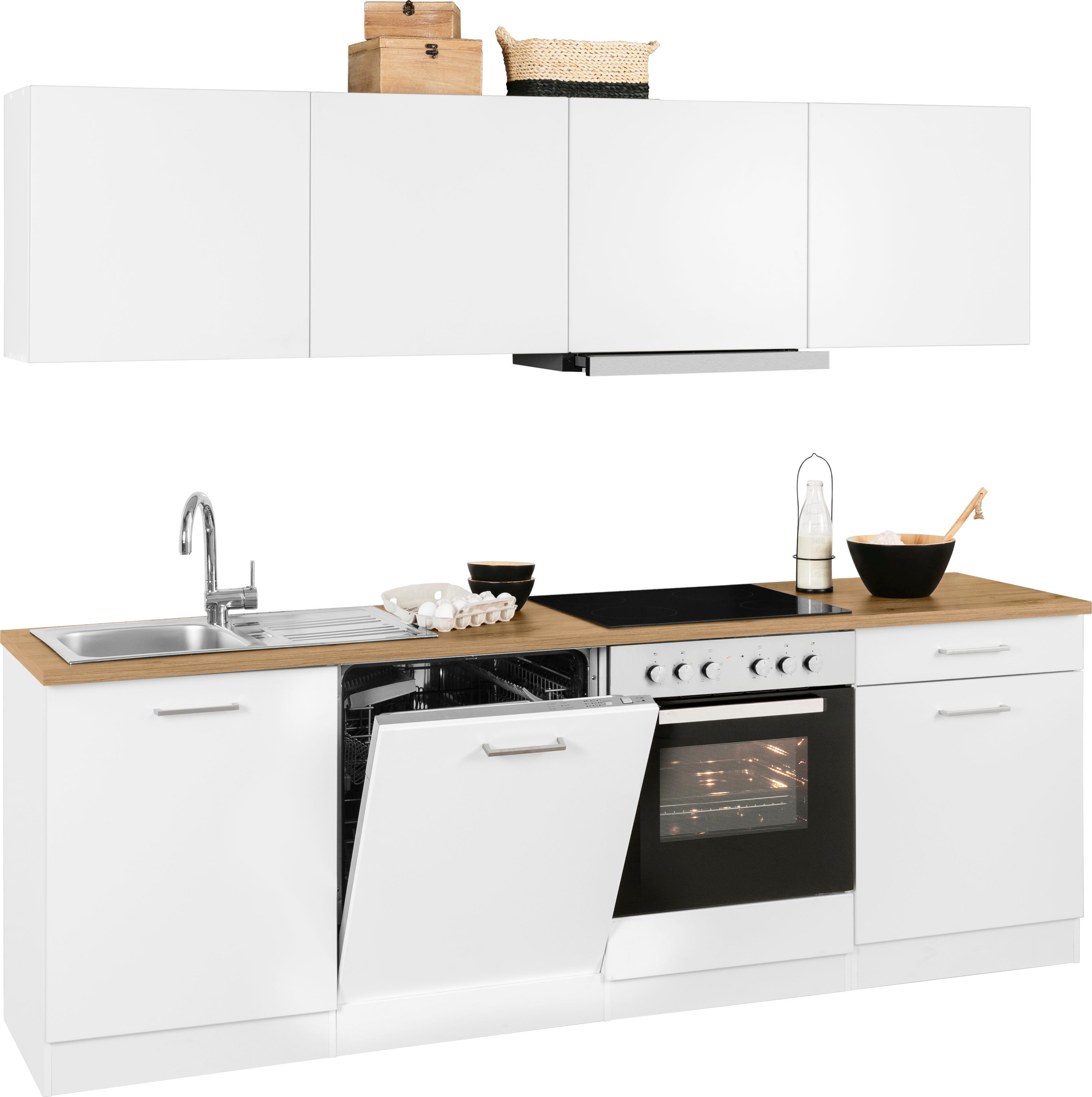 KOCHSTATION Küchenzeile KS-Kehl, mit E-Geräten, Breite 240 cm, inkl. Geschirrspülmaschine