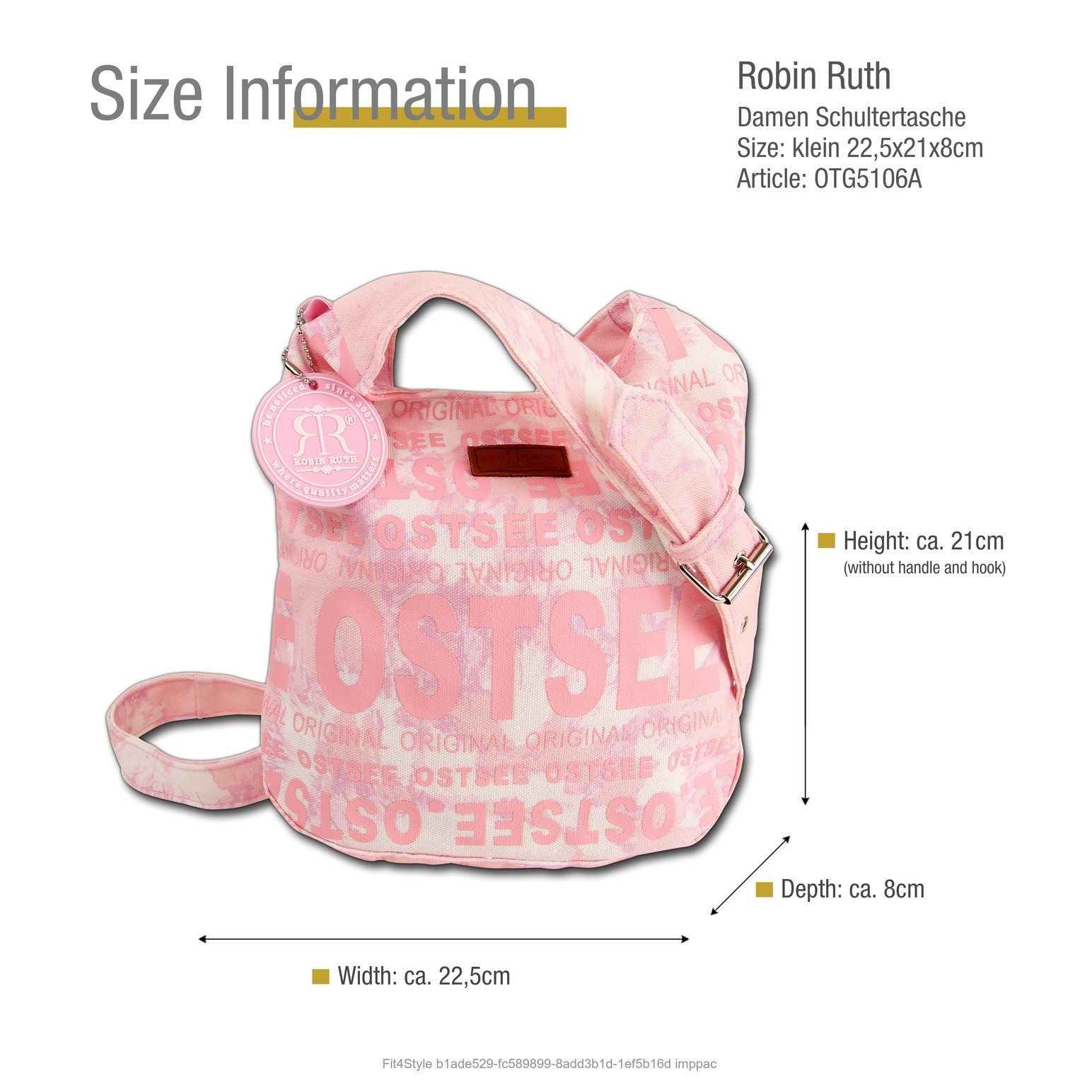 Robin Ruth Schultertasche Robin Ruth Schultertasche Baumwolle rosa (Schultertasche), Schultertasche Baumwolle, rosa, weiß ca. 21cm hoch