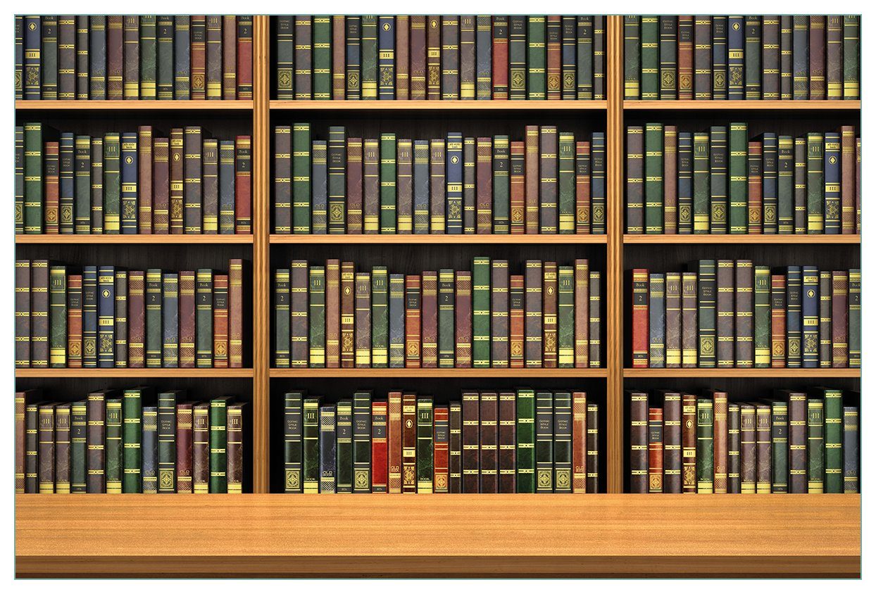 Wallario Küchenrückwand Bibliothek - Regal voller alter Bücher, (1-tlg)