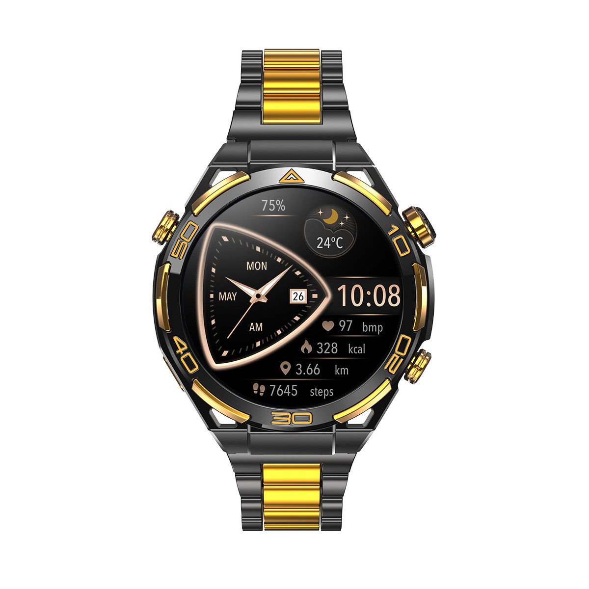 blackview Smartwatch 14K Gold, GPS, AMOLED, KI-Assistent, Business Herren Watch, 1.43", 900mAh, LED, Bluetooth, IP68