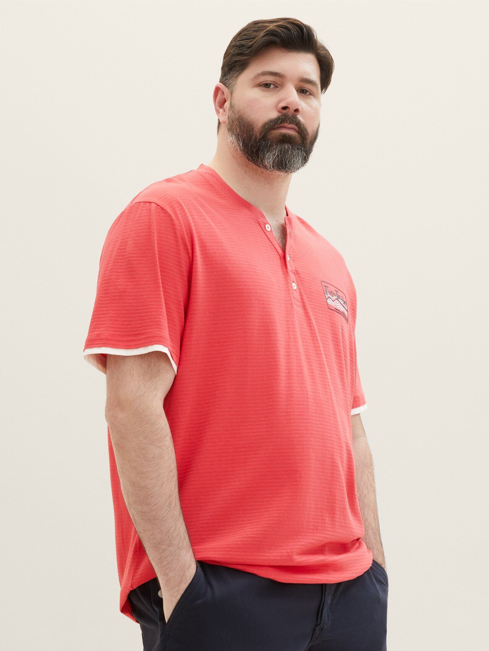 red TAILOR T-Shirt PLUS Plus TOM Gestreiftes berry T-Shirt soft -