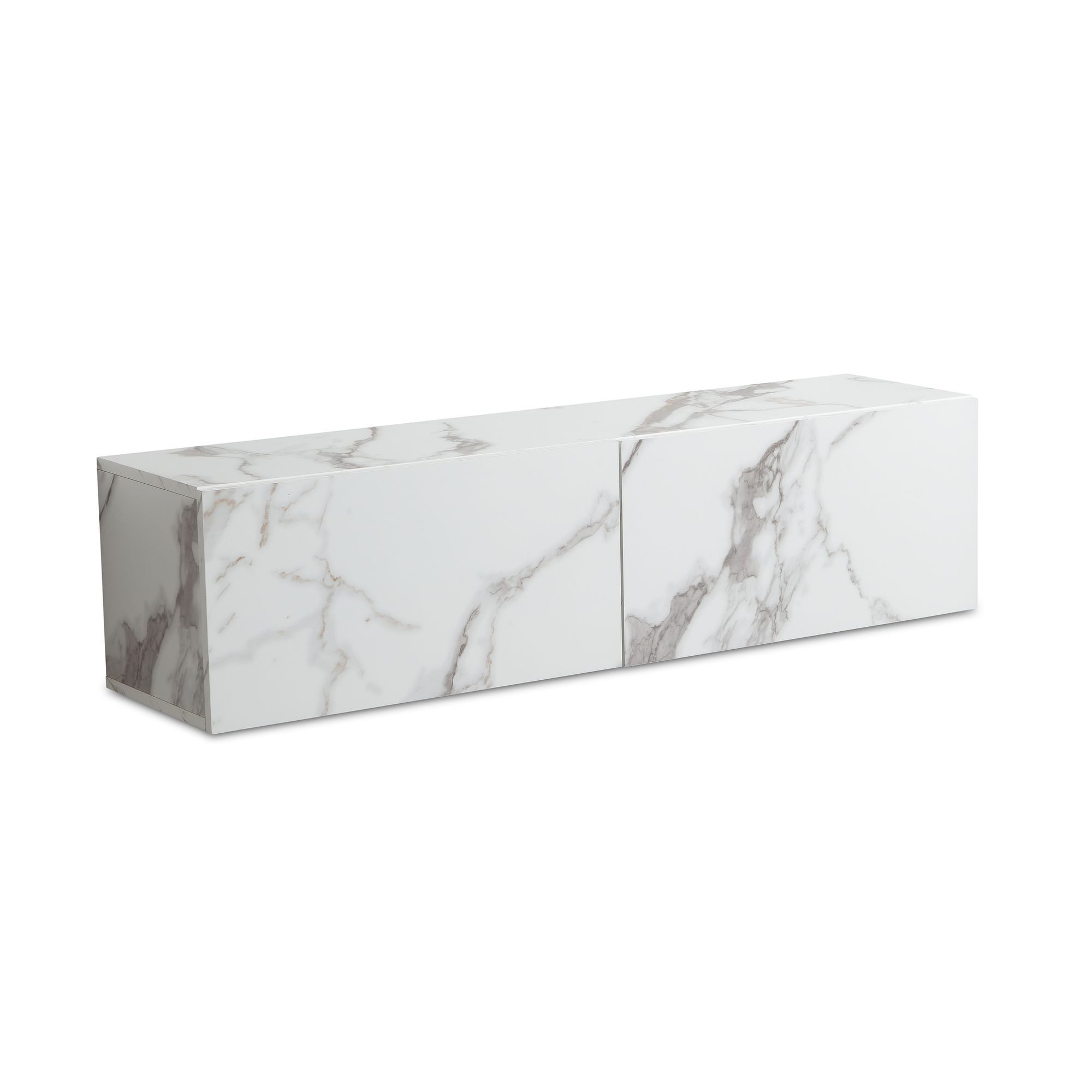 FINEBUY Lowboard FB58622 (Marmor-Optik Weiß 120x30x30 günstig online kaufen