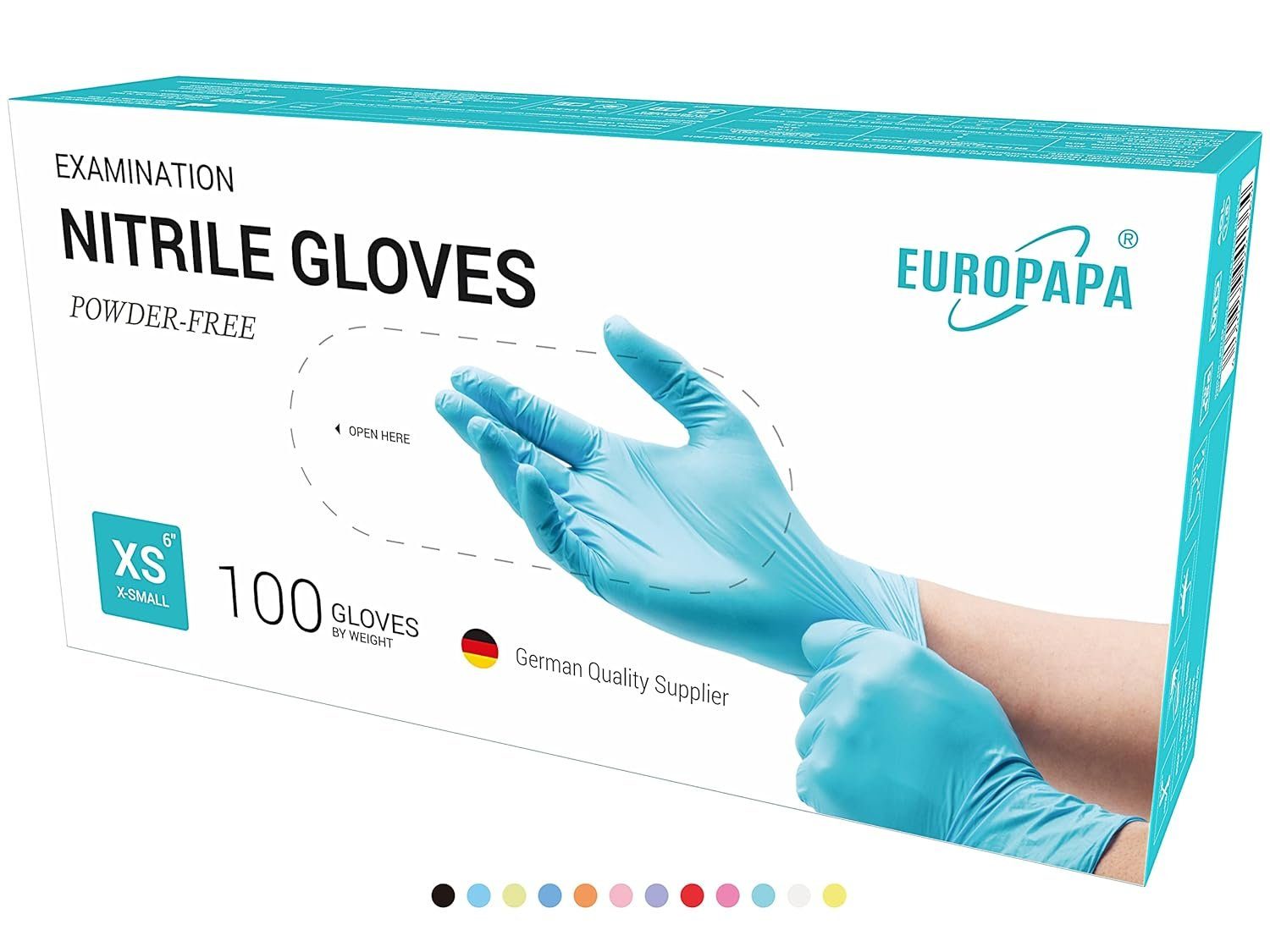 EUROPAPA Einweghandschuhe 1000x Nitrilhandschuhe Einweghandschuhe puderfrei (Untersuchungshandschuhe) EN455 EN374 latexfrei Einmalhandschuhe Handschuhe