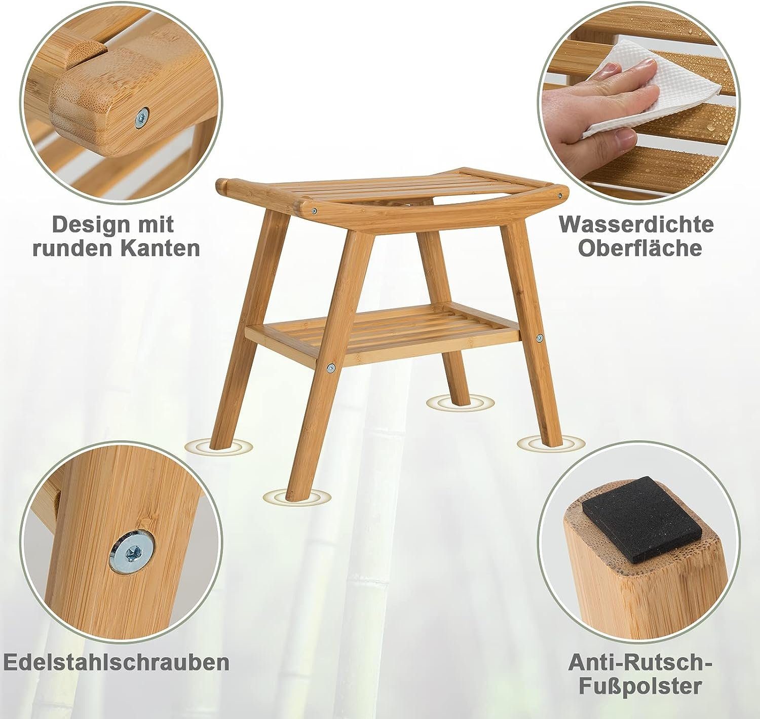 KOMFOTTEU Badhocker (Set), mit Sitzbank Fußhocker