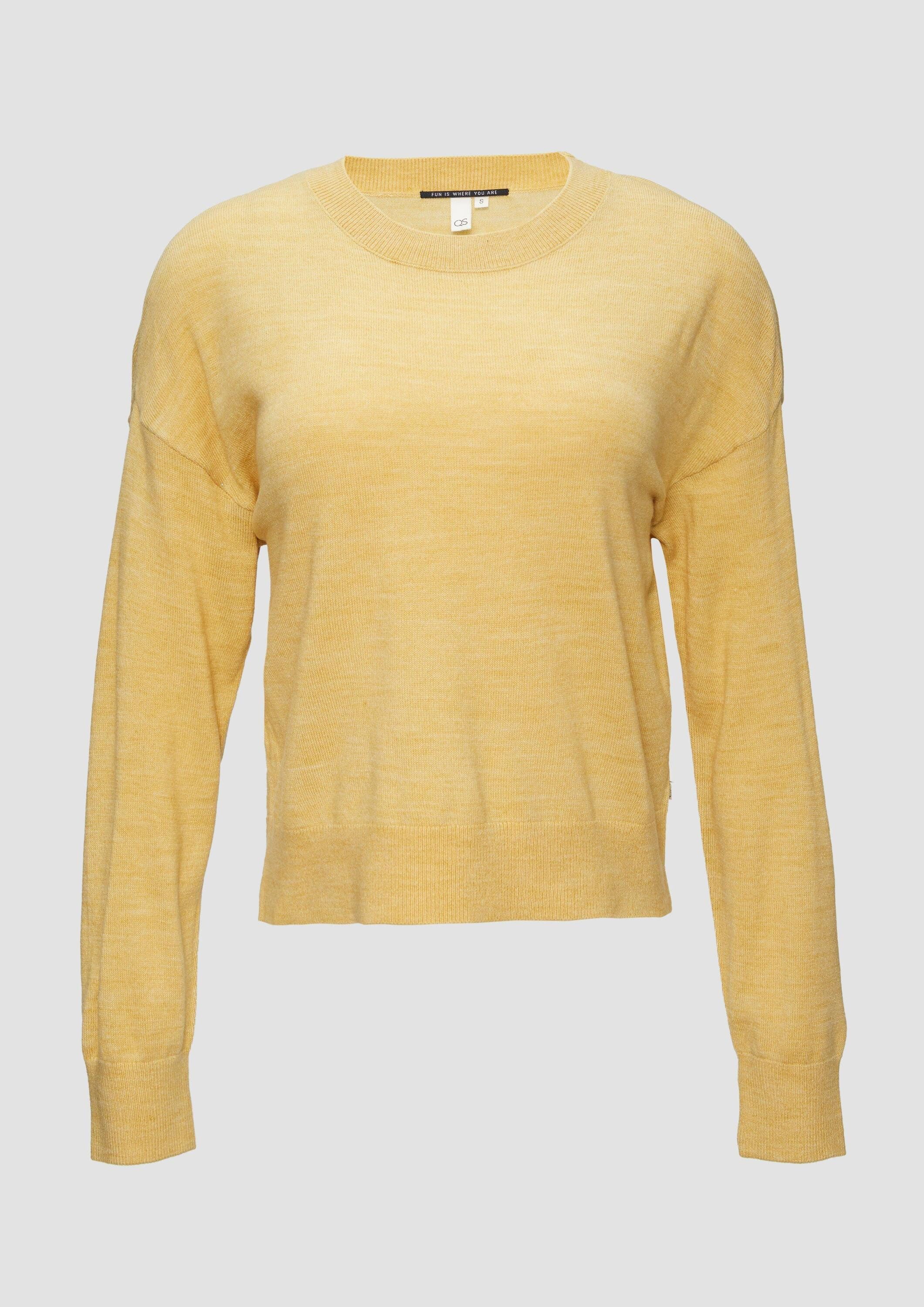 QS Longpullover Strickpullover Verkürzter Strickpullover in Melange-Optik