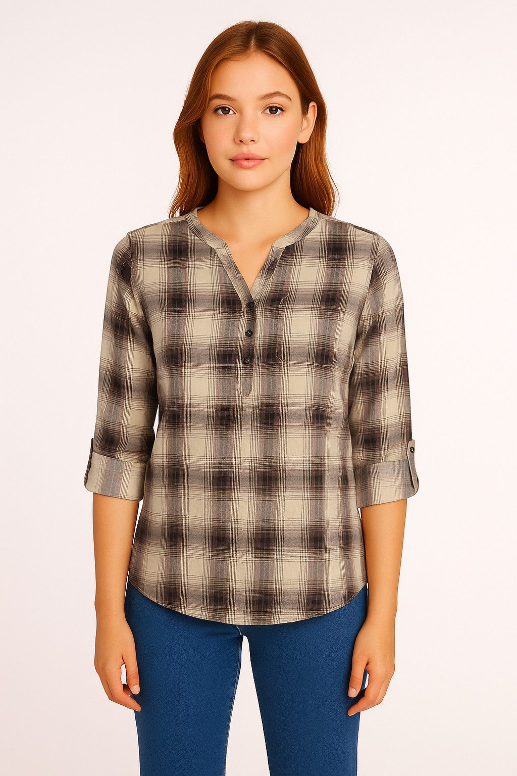 HaILY’S Blusenshirt Karomuster Hemd, Rundhals, halbe günstig online kaufen