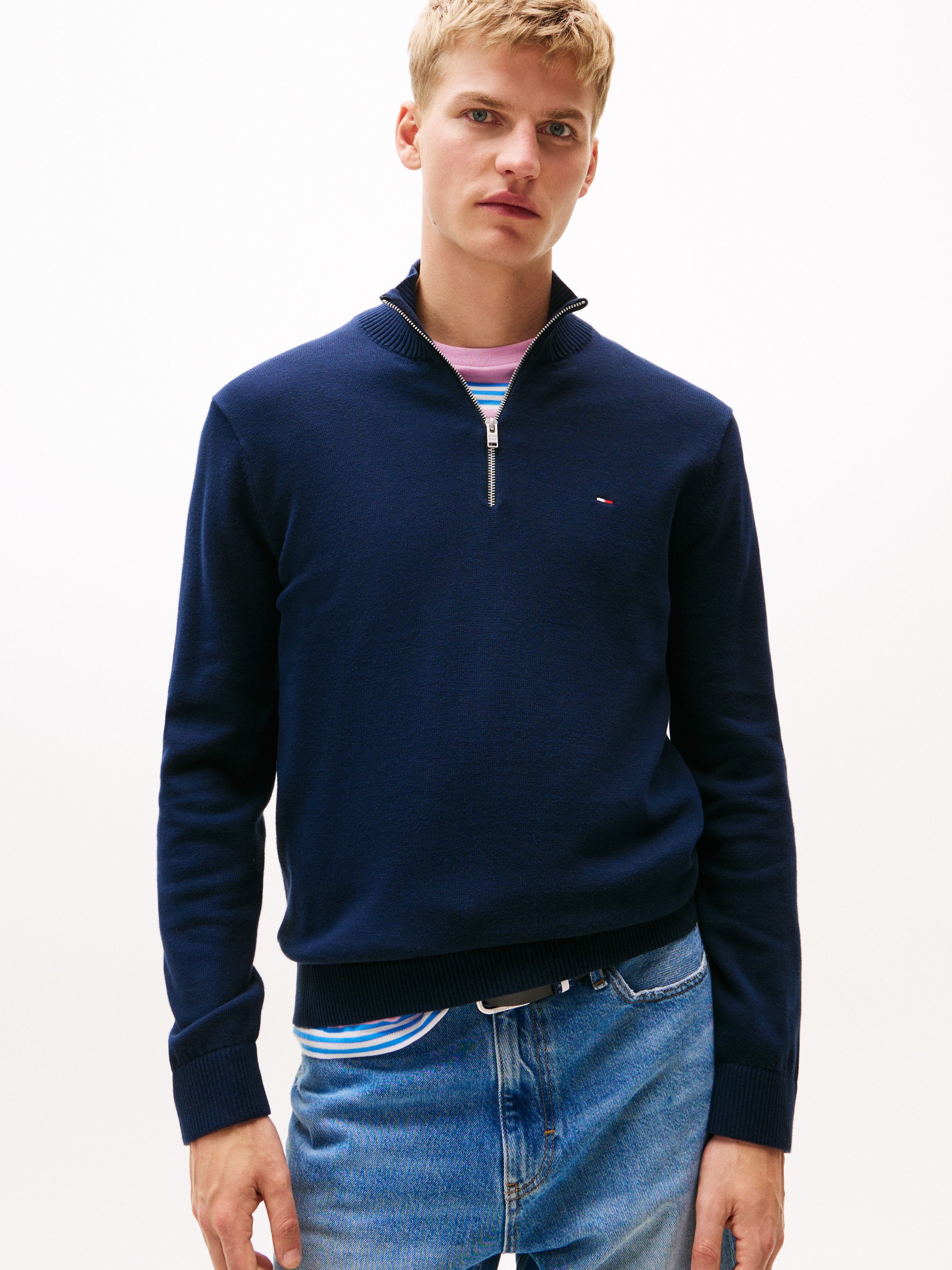 Tommy Jeans Strickpullover TJM SLM ESS LIGHT ¼ ZIP SWTR EXT Mit Rundhalsaus günstig online kaufen