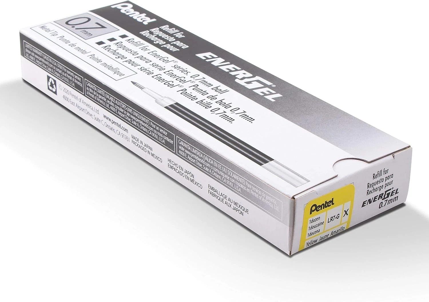 PENTEL Ersatzmine 12 Pentel LR7 Gelschreiberminen gelb