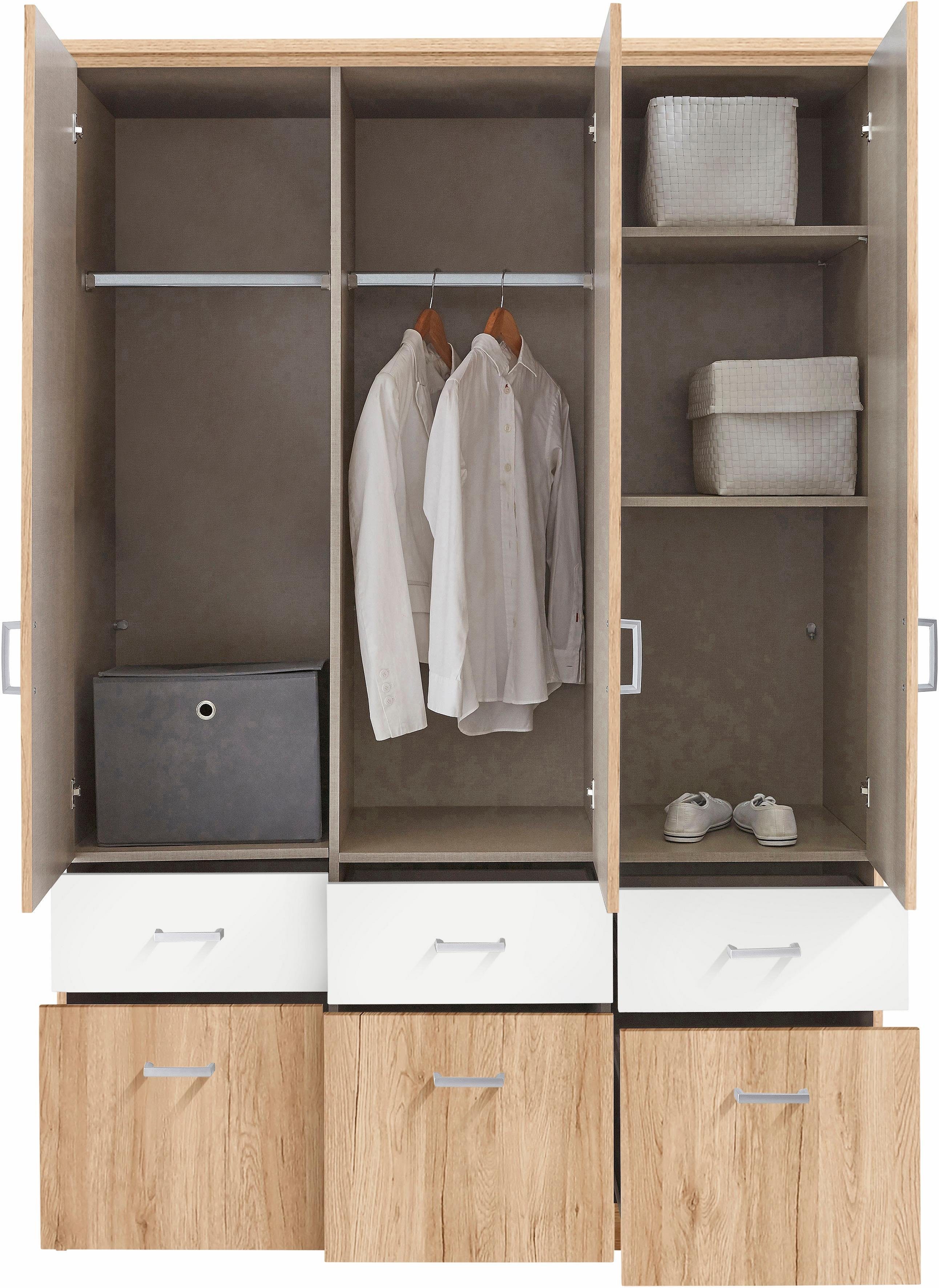 rauch Kleiderschrank Kleiderschrank Schrank Garderobe deckenhoher Schrank BREMEN (optional mit Spiegel, Breiten: 91/136/181 cm, Höhe: 199 cm) in vielen Farbvari – Bild 5 von 5
