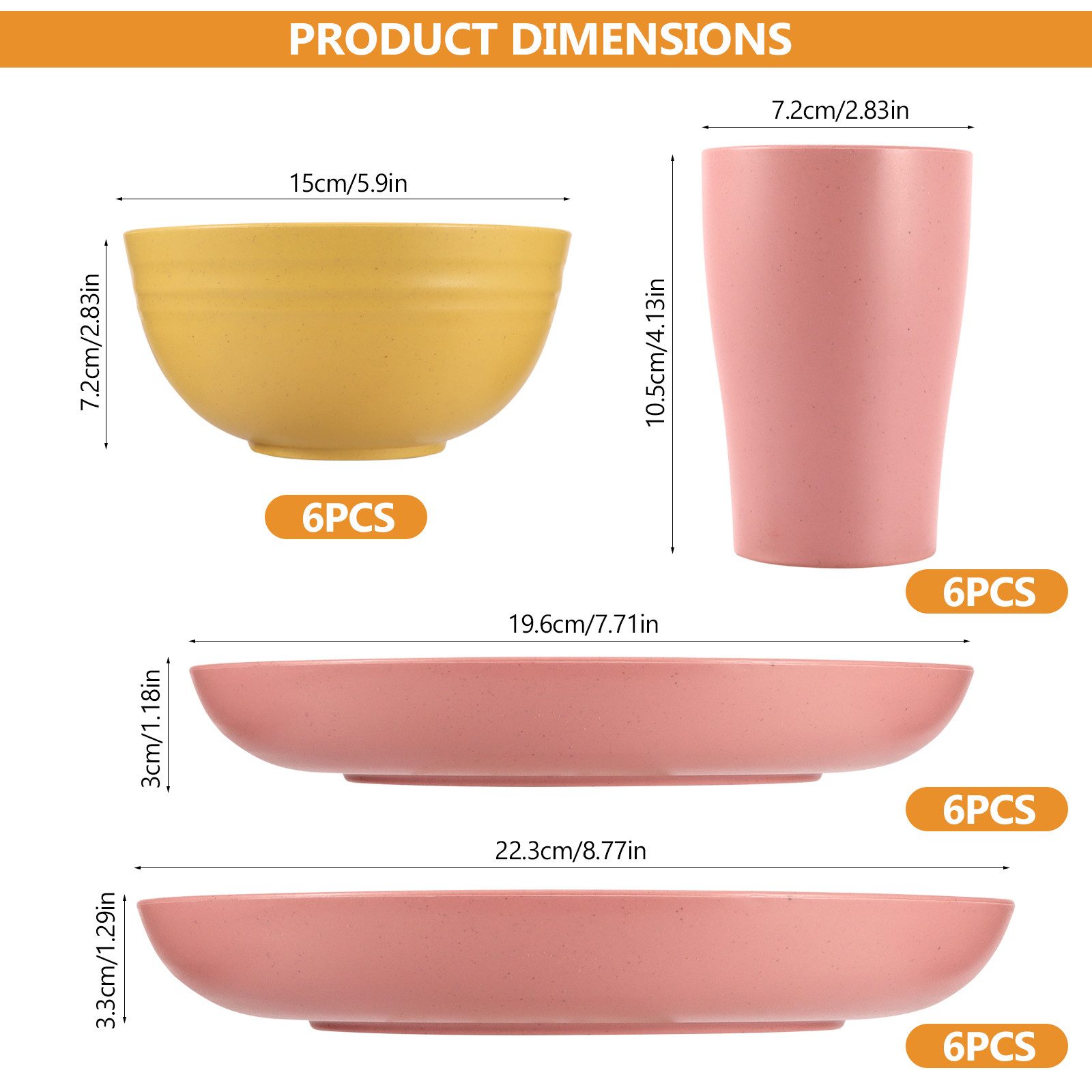 BlingBin Geschirr-Set 24/52 Teiliges Unzerbrechliches Camping Geschirr Set für 5-6 Personen (24-tlg), 6 Personen, Kunststoff, Kunststoff Servierteller Schüsseln Besteck für Party,Zuhause,Picknick