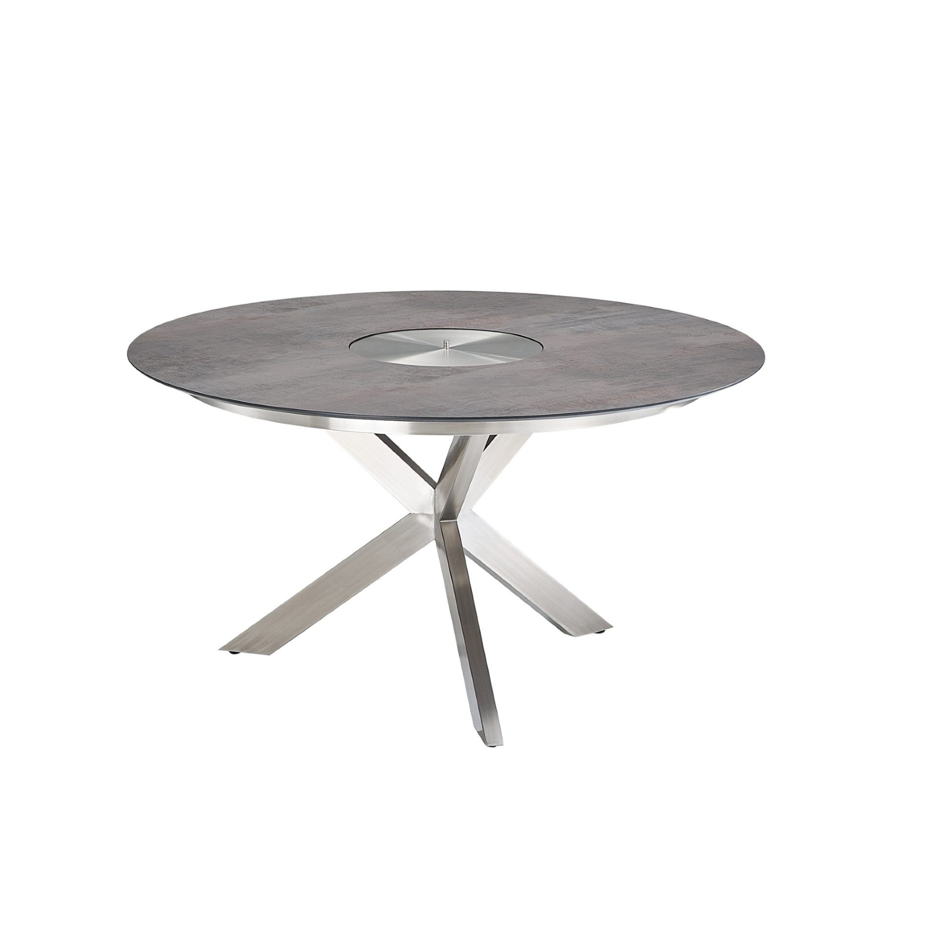 CASA DOMA Gartentisch Rosano (Outdoor-Tisch mit Dreibein-Gestell, Tisch mit Kreuzgestell, Tischplatte mit Schweizer Kante), Gartentisch, Edelstahl gebürstet, Tischplatte HPL, Ø 138 cm