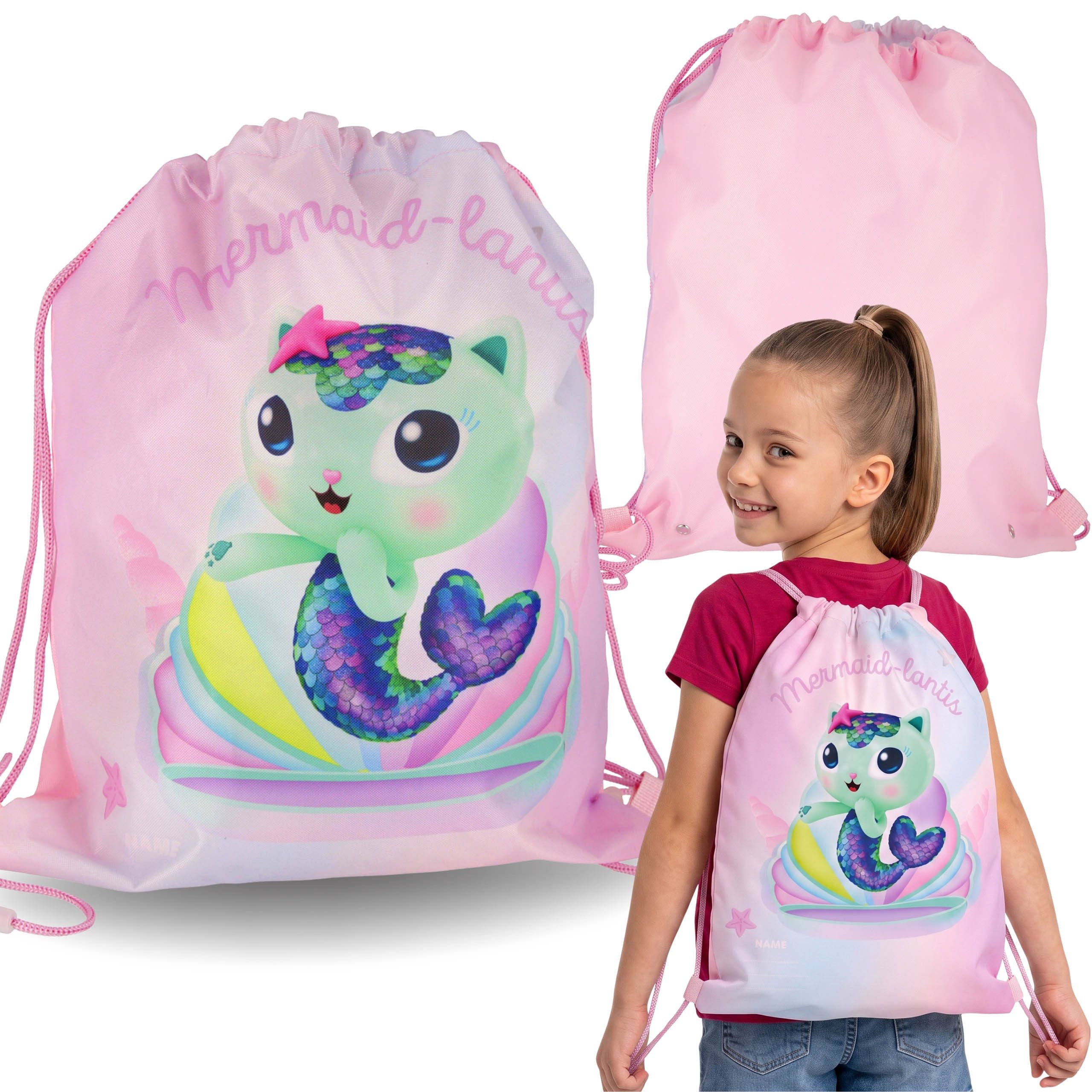 Turnbeutel Rosa Gabby’s Dollhouse Schuhbeutel für Mädchen Rucksacktasche 32x39 cm