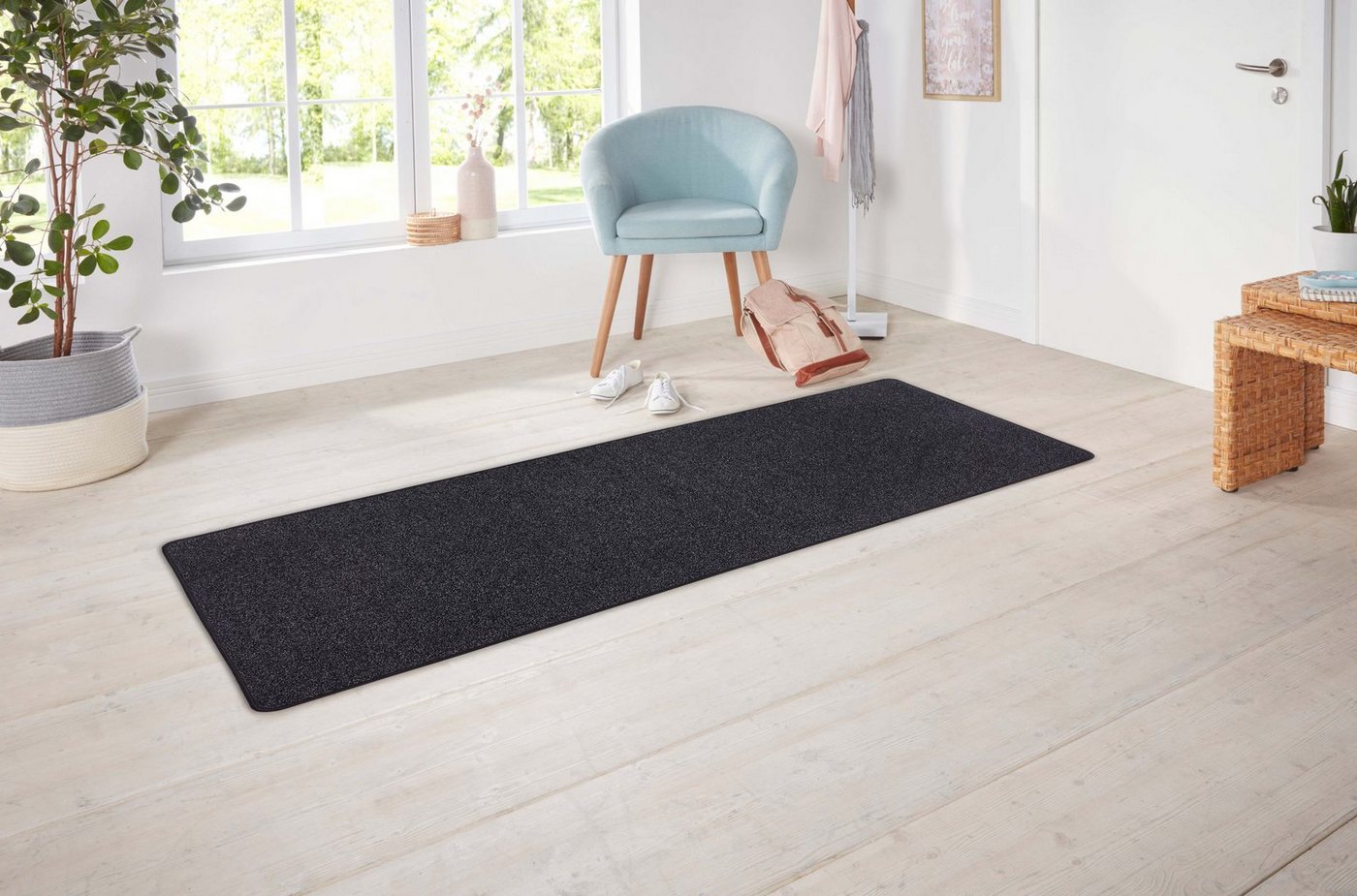 Hanse Home Exclusiv Läufer Liberty, rechteckig, Höhe: 7 mm, Uni-Meliert, robust, kräftige Farben, rundherum farbige Kettelung