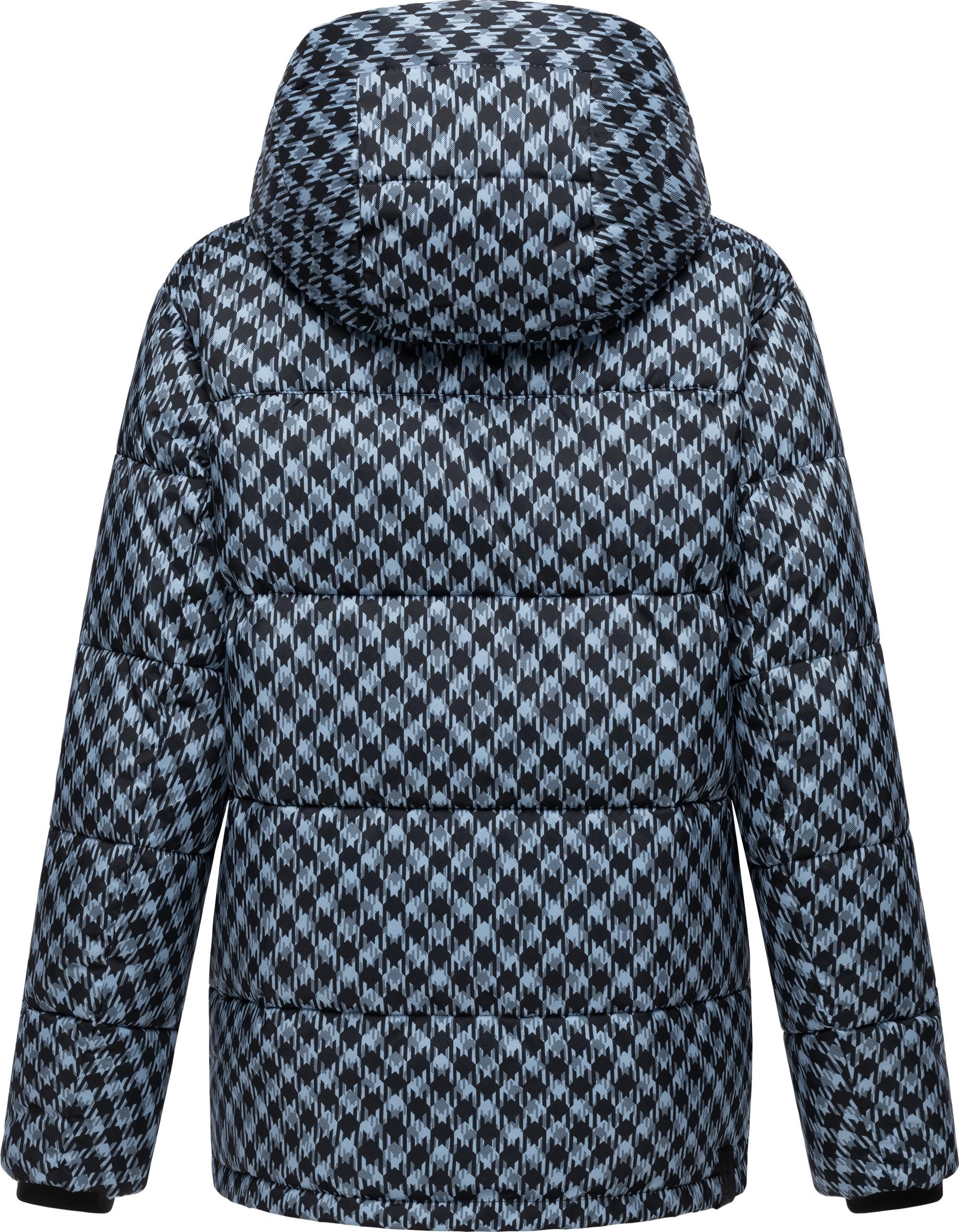 Ragwear Steppjacke Wikesh Print Wasserdichte Damen Winterjacke mit Hahnentritt-Muster