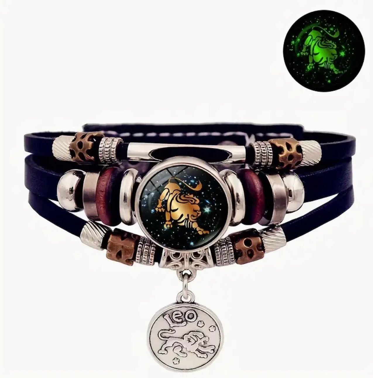 Stelby Armband mit Gravur Armband Sternzeichen Löwe mit 3D Gravur im Glas