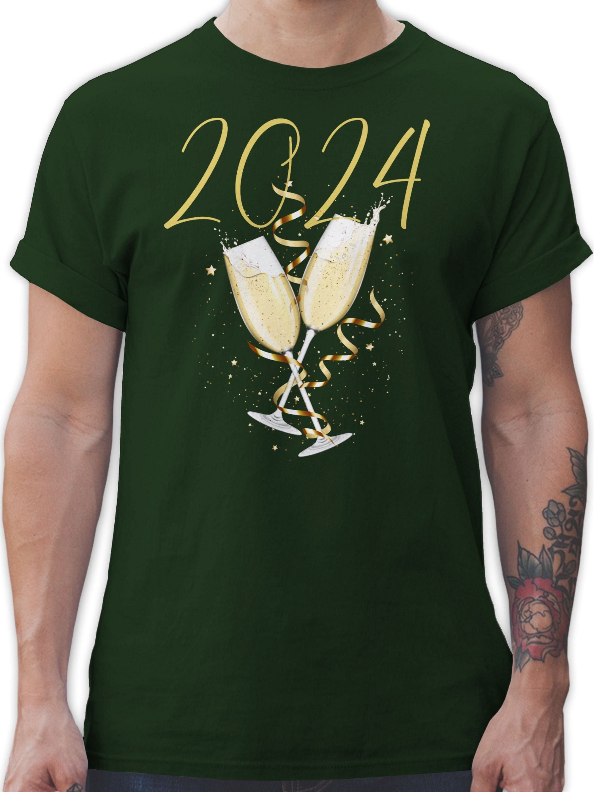 Shirtracer T-Shirt Sektgläser 2024 Silvester Erwachsene